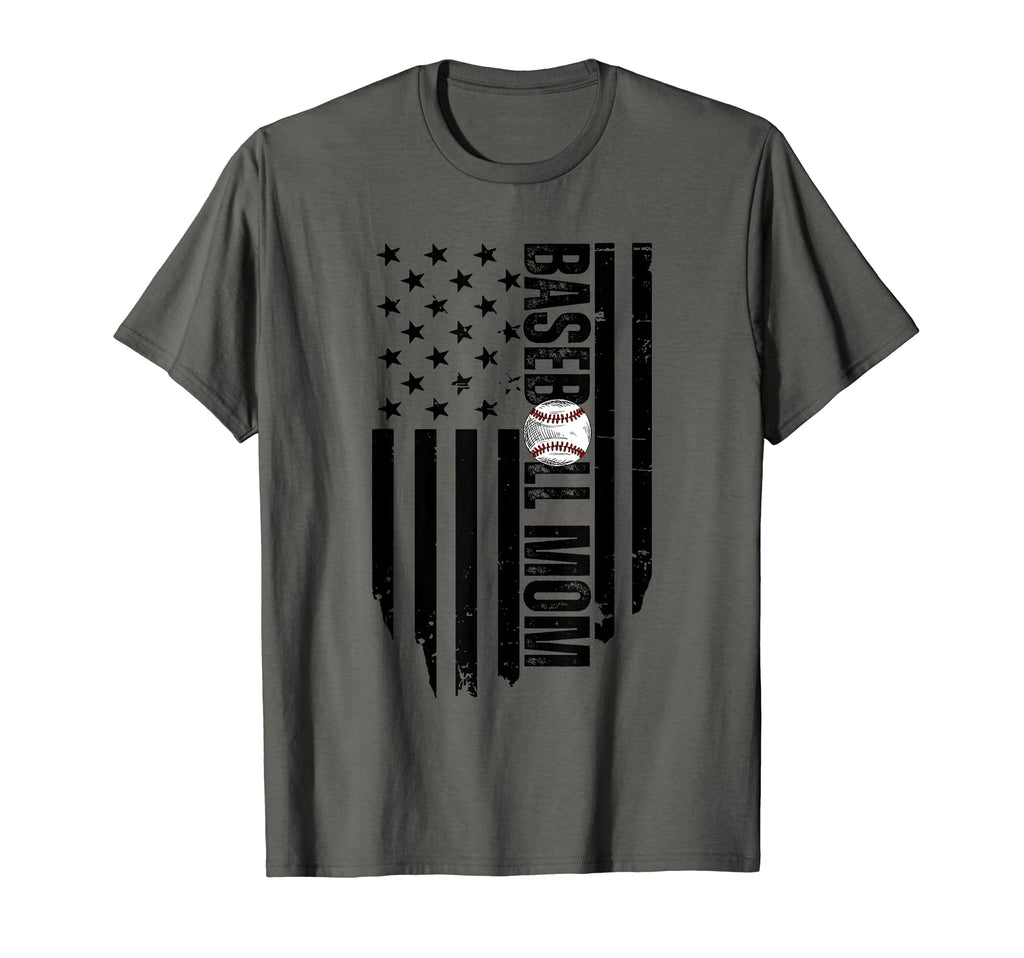 Baseball Mom Usa Flag Baseball Mama Day T-Shirt - Trendy Graphic Unisex - T-Shirt, Sweatshirt, Hoodie