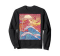 Mount Fuji Waves Vaporwave 90S Sweatshirt - Novelty Apparel Men Women - T-Shirt, Sweatshirt, Hoodie