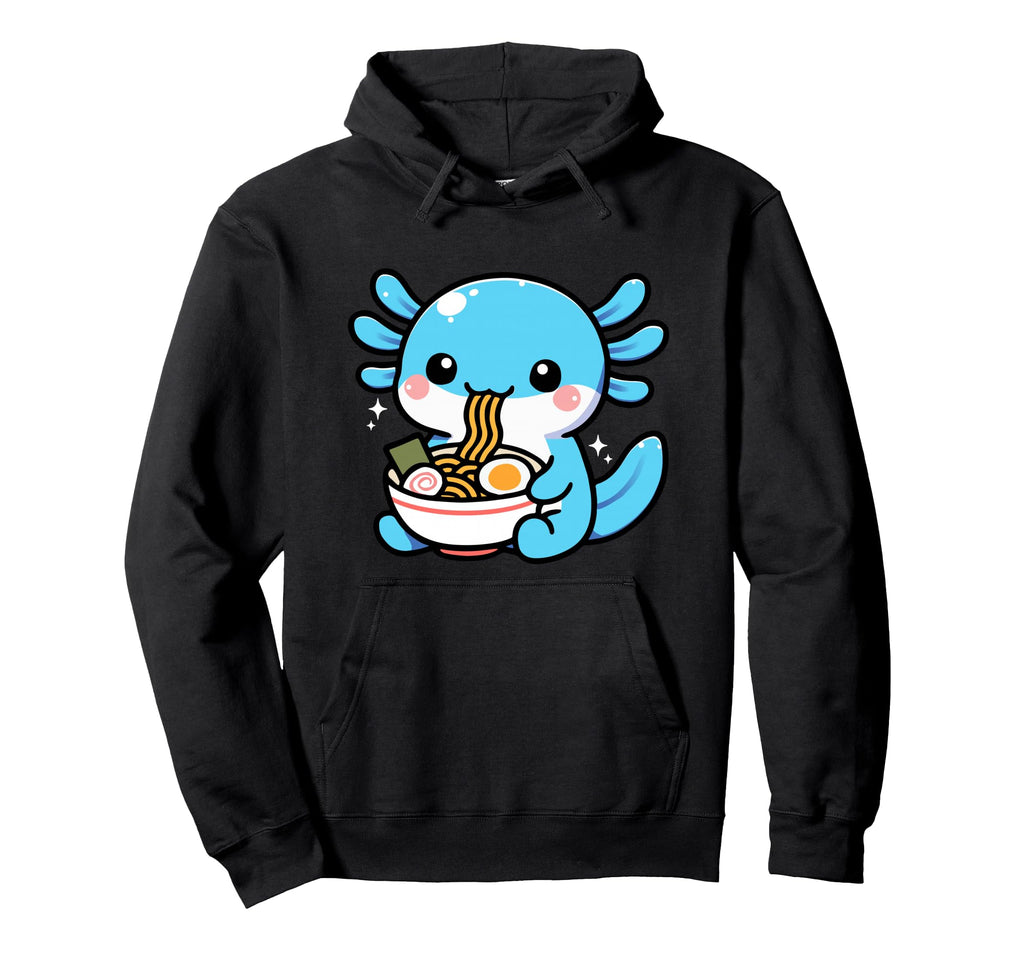 Kawaii Axolotl Ramen Noodles Japanese Hoodie - Graphic Print Men Women - T-Shirt, Sweatshirt, Hoodie