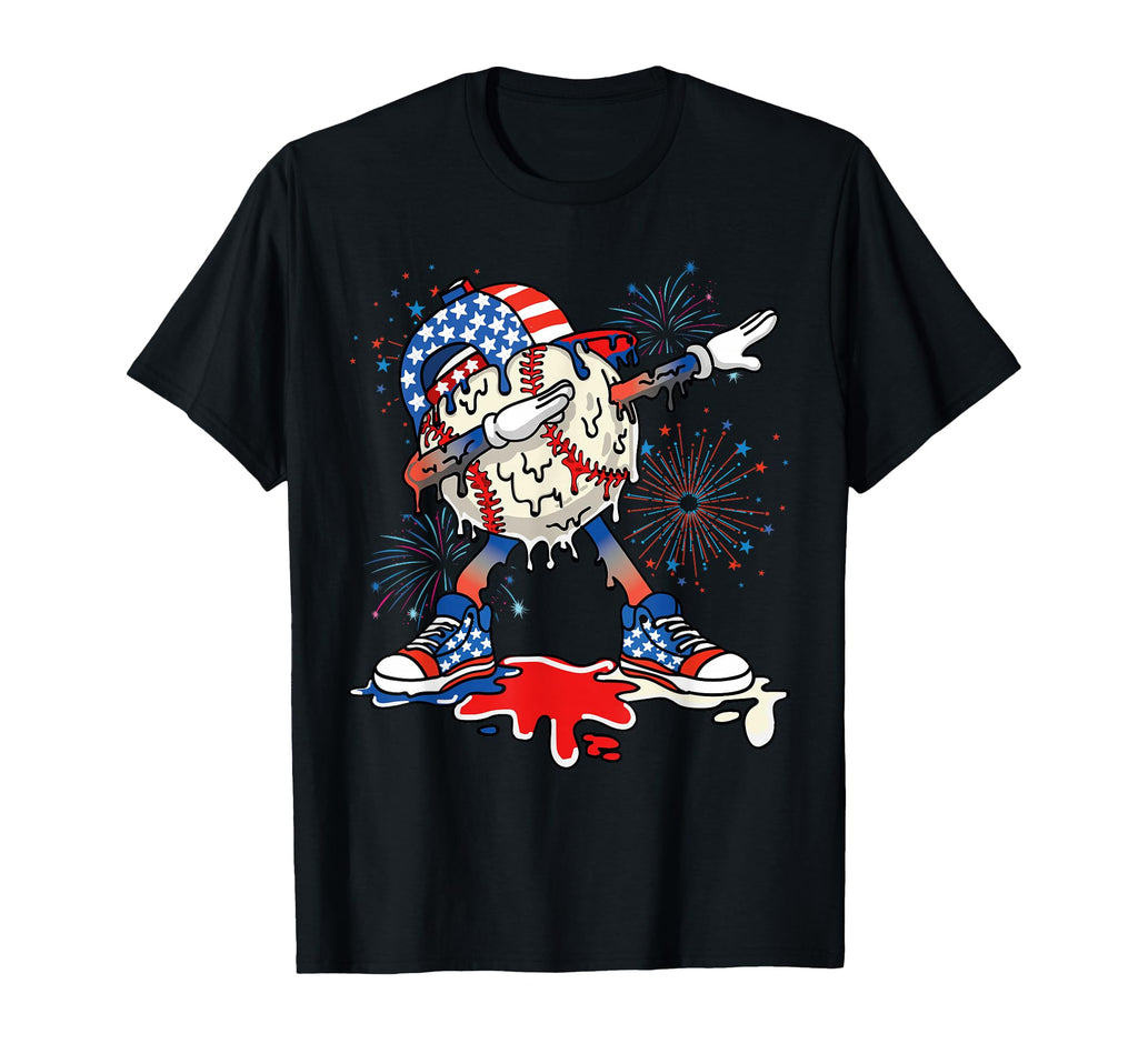 Baseball Drip Dabbing 4Th July T-Shirt - Aesthetic Graphic Men Women - T-Shirt, Sweatshirt, Hoodie