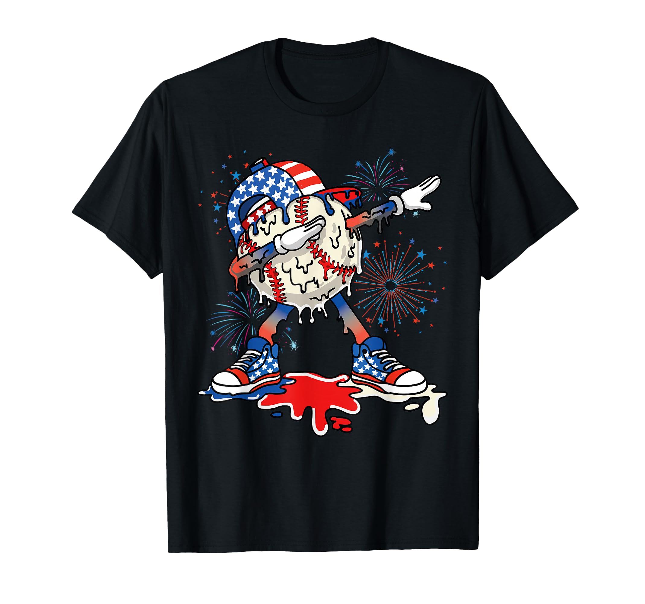 Baseball Drip Dabbing 4Th July T-Shirt - Aesthetic Graphic Men Women - T-Shirt, Sweatshirt, Hoodie