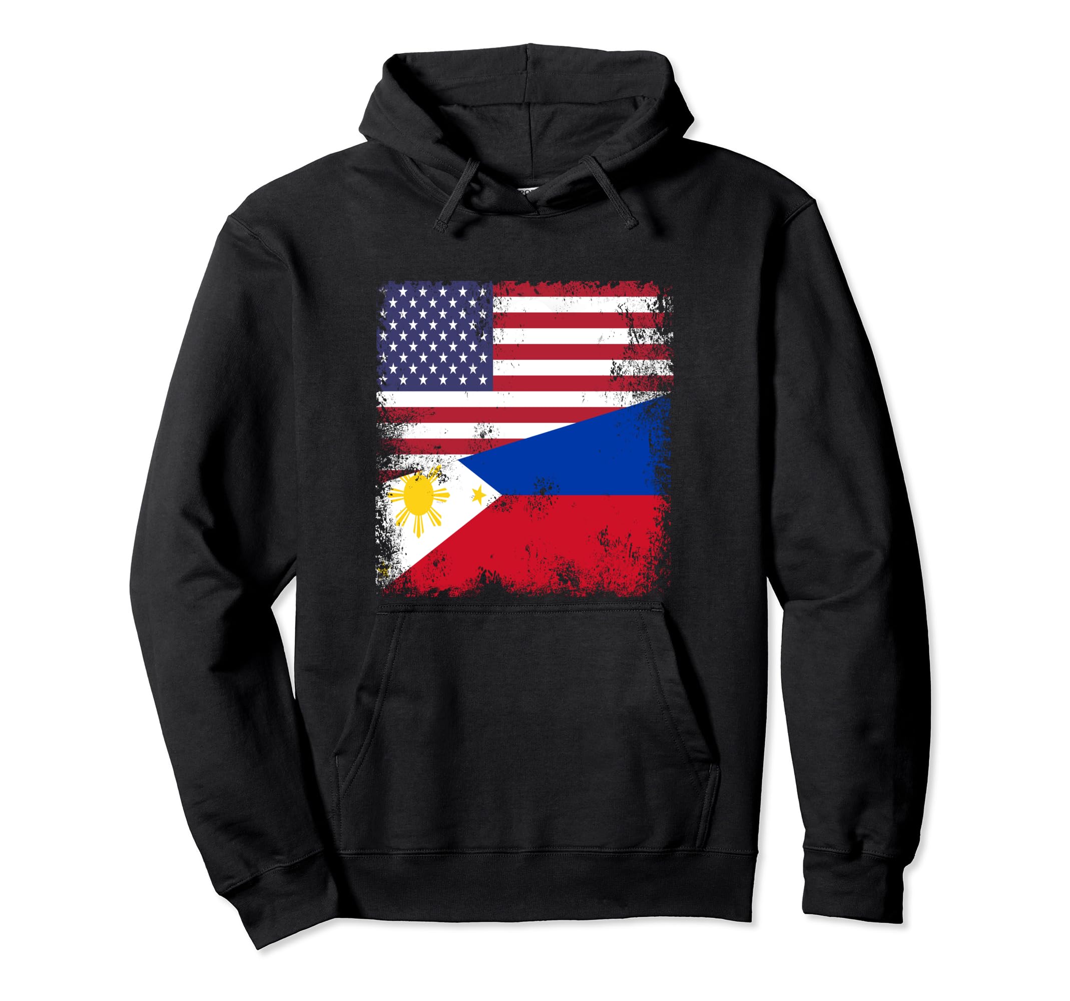 Half Filipino Flag Philippines Usa Gift Hoodie - Novelty Apparel Men Women - T-Shirt, Sweatshirt, Hoodie