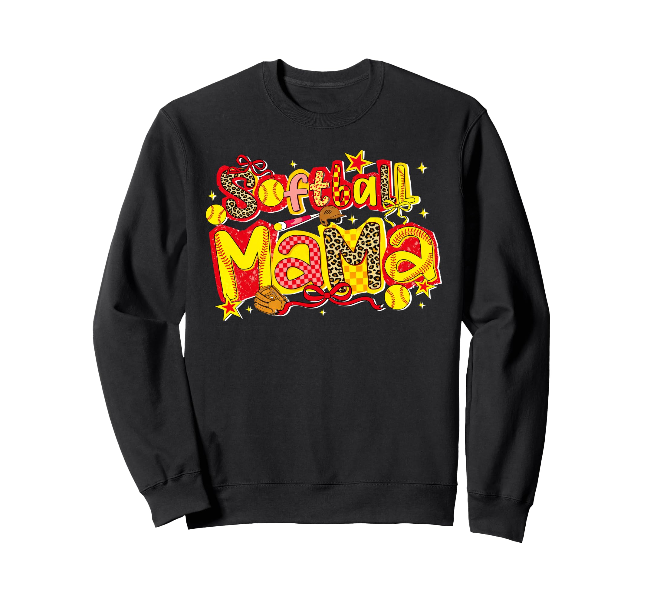 Softball Mama Leopard Coquette Sweatshirt - Minimalist Print for Adults - T-Shirt, Sweatshirt, Hoodie
