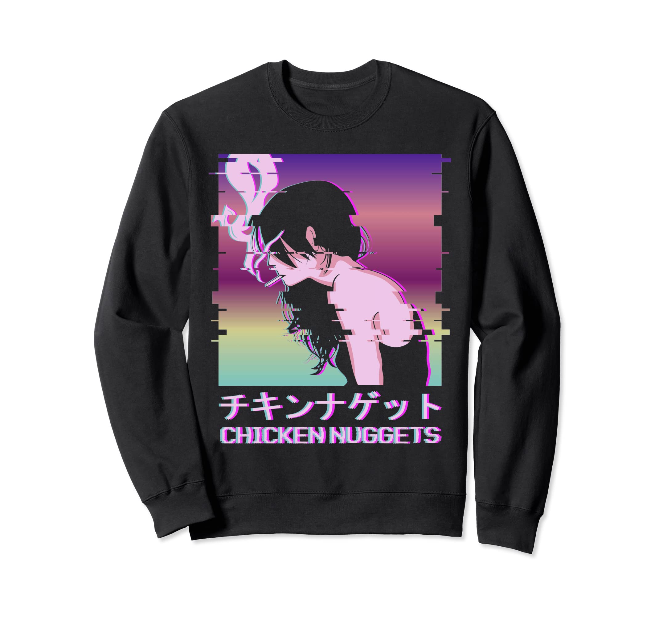 Chicken Nuggets Vaporwave Sweatshirt - Aesthetic Graphic for Adults - T-Shirt, Sweatshirt, Hoodie