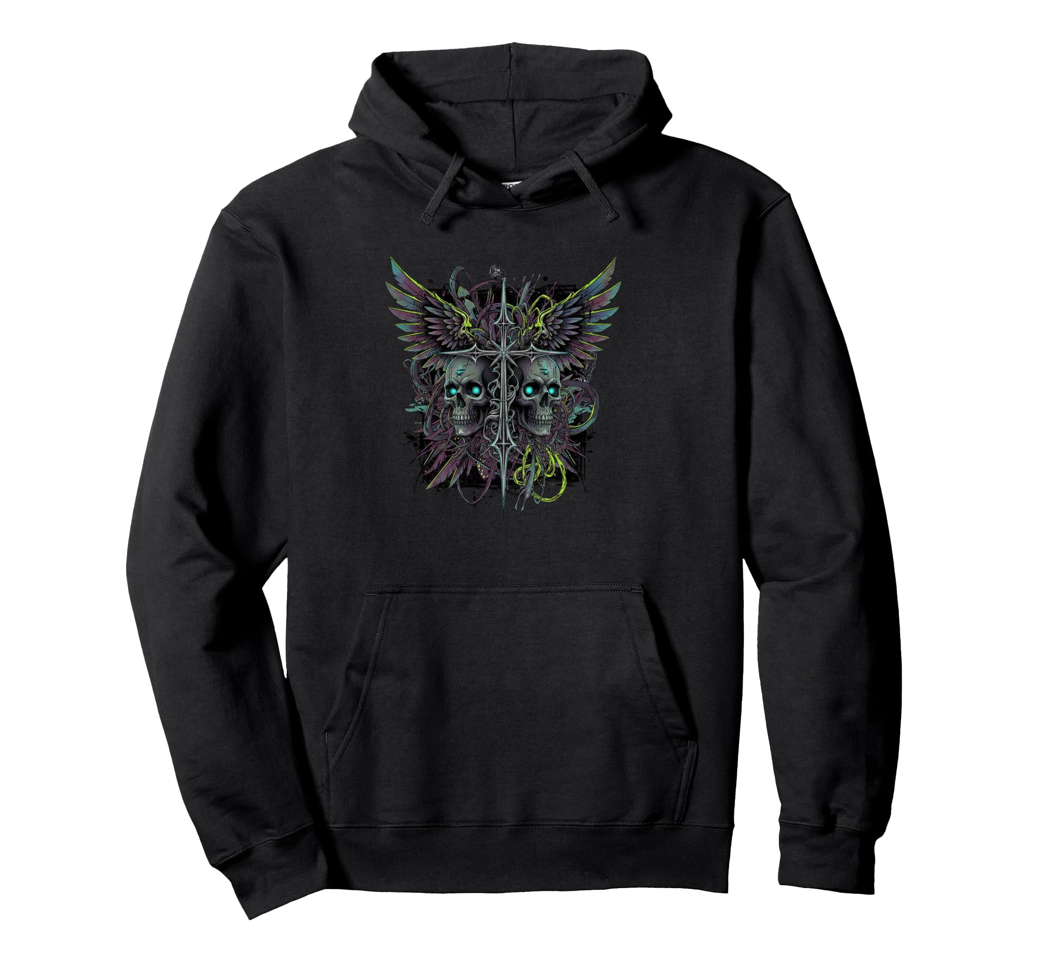 Y2K Grunge Goth Aesthetic Skull Hoodie - Custom Art Print for Adults - T-Shirt, Sweatshirt, Hoodie