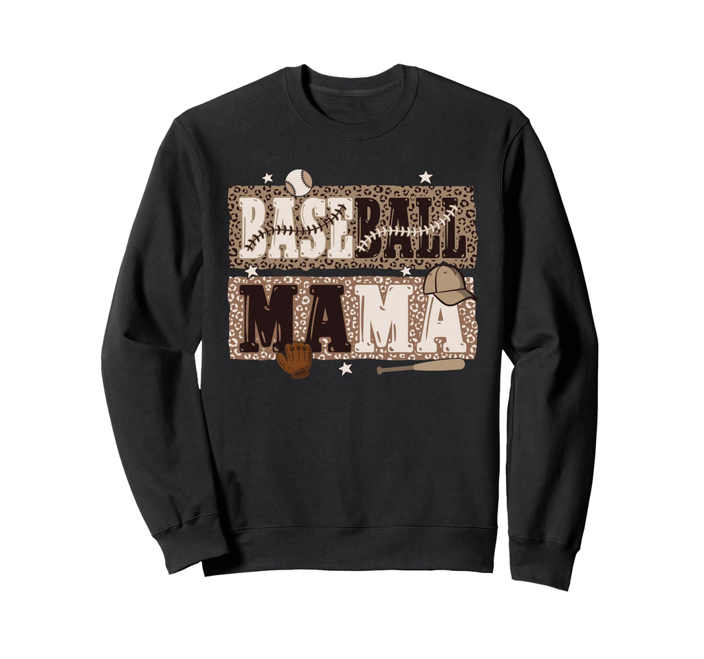 Baseball Mom Leopard Art Funny Sweatshirt - Unique Graphic Men Women - T-Shirt, Sweatshirt, Hoodie