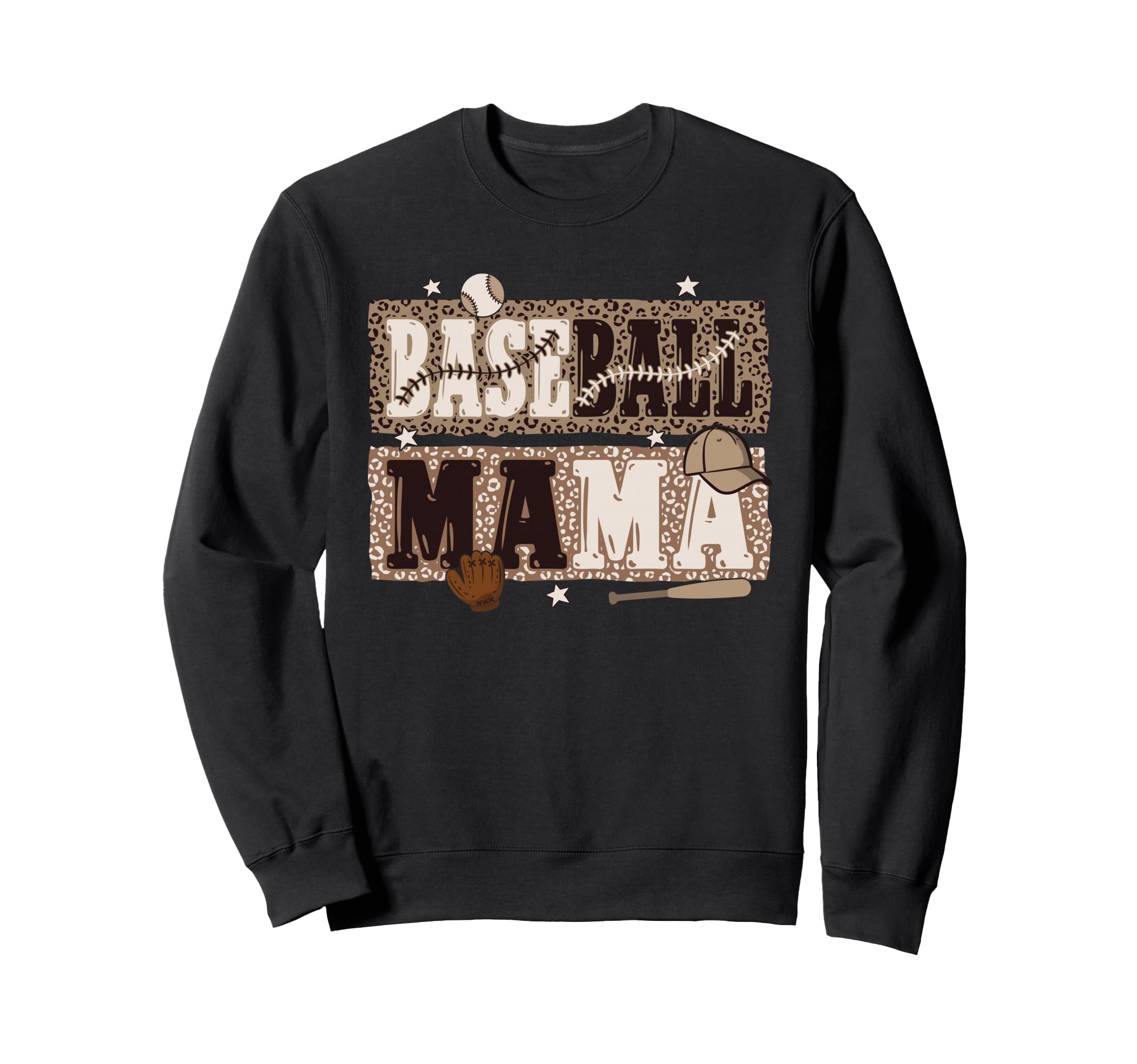 Baseball Mom Leopard Art Funny Sweatshirt - Unique Graphic Men Women - T-Shirt, Sweatshirt, Hoodie