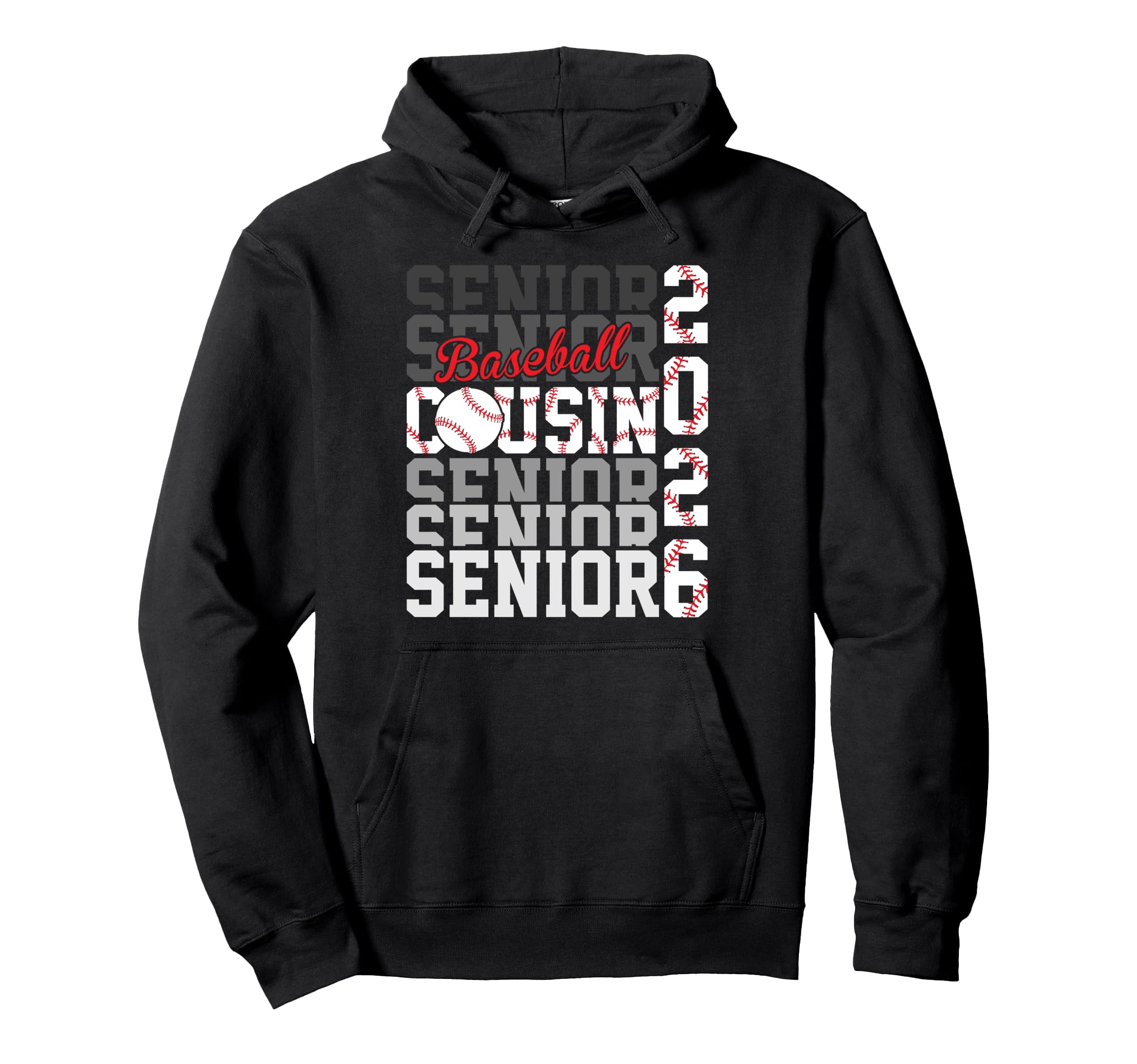2026 Baseball Senior Cousin Graduation Hoodie - Novelty Apparel for Adults - T-Shirt, Sweatshirt, Hoodie