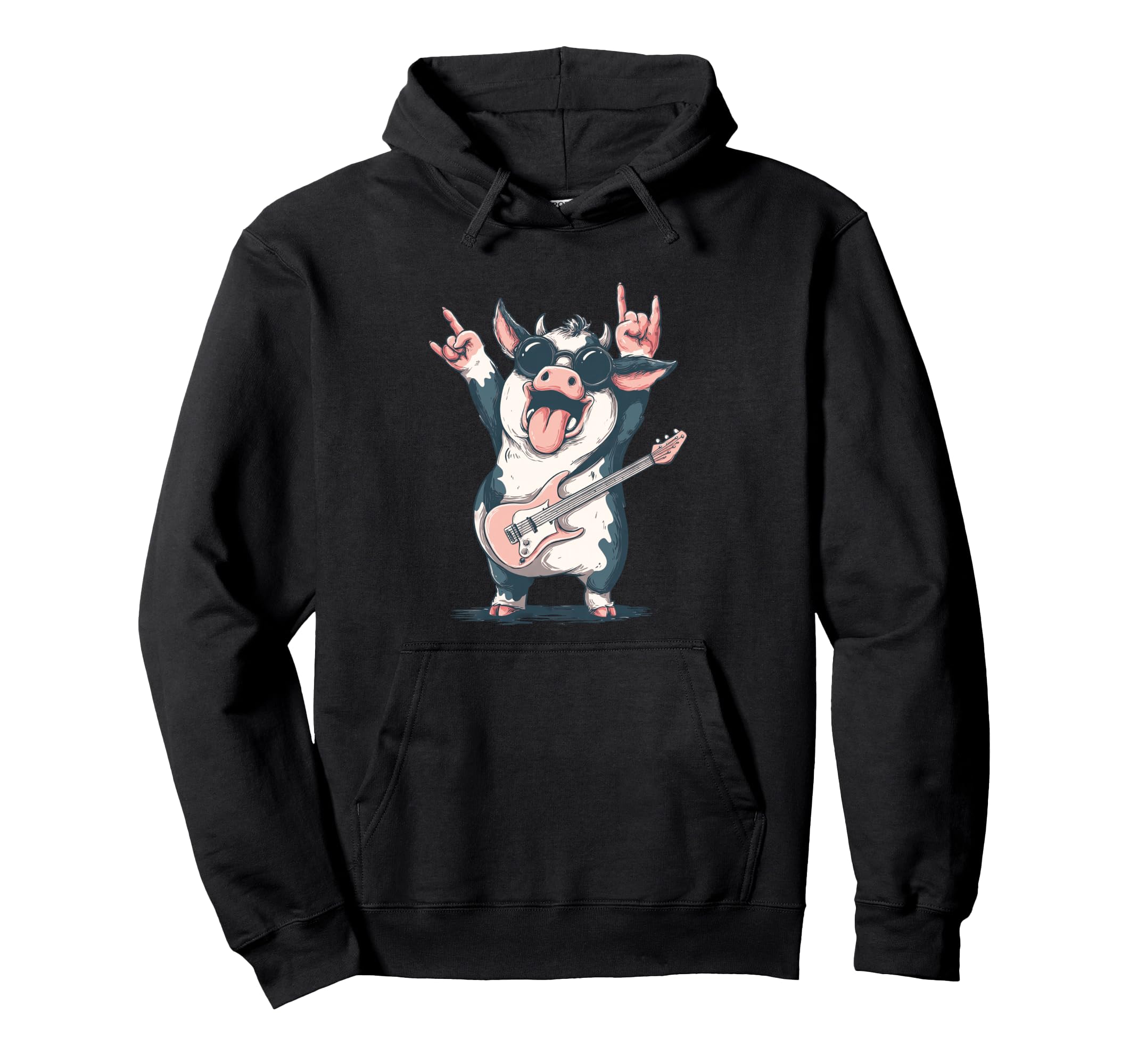 Funny Cow Cartoon Animal Music Hoodie - Trendy Graphic for Adults - T-Shirt, Sweatshirt, Hoodie