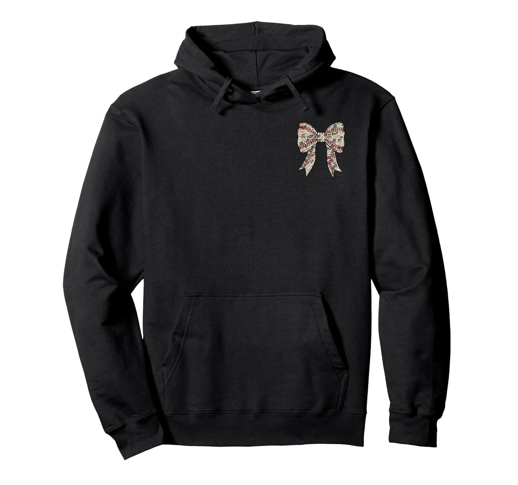 2 Sided Camo Baseball Mama Coquette Bow Hoodie - Trendy Graphic Men Women - T-Shirt, Sweatshirt, Hoodie