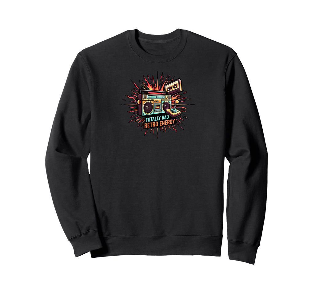 Totally Rad 80S Boombox Joystick Sweatshirt - Graphic Print Unisex - T-Shirt, Sweatshirt, Hoodie