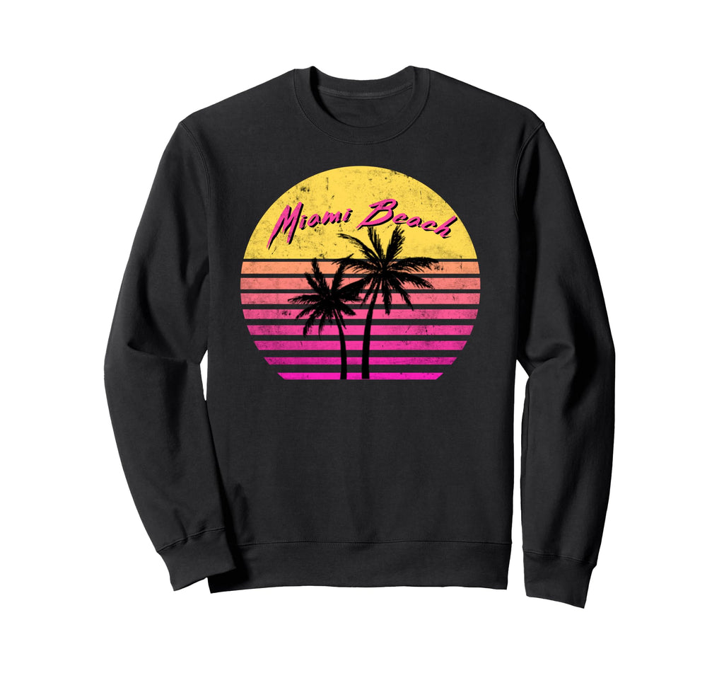 Miami Beach Florida Distressed 70S Sweatshirt - Custom Art Print Men Women - T-Shirt, Sweatshirt, Hoodie