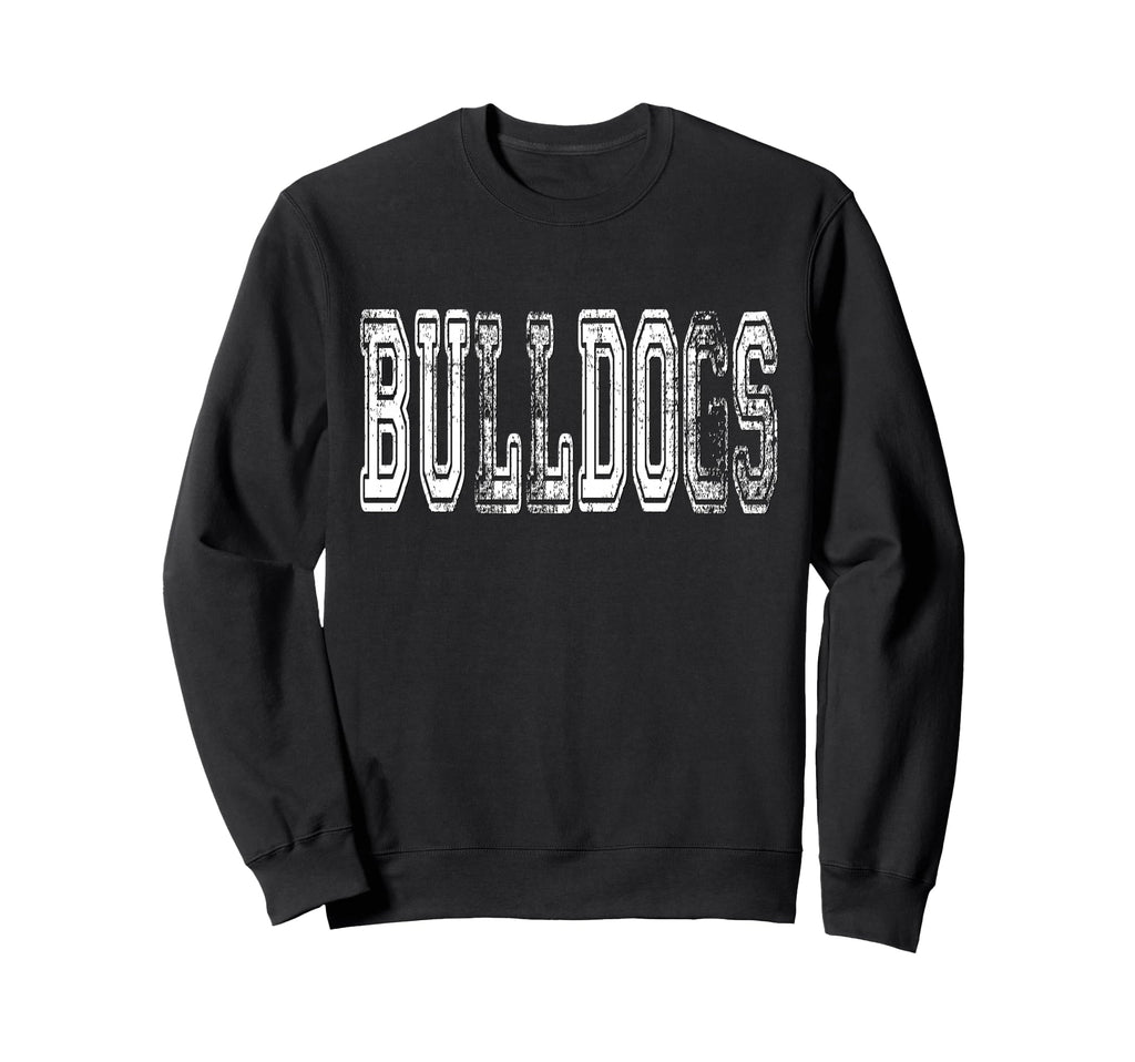 Bulldogs Mascot Distressed School Sweatshirt - Unique Graphic Men Women - T-Shirt, Sweatshirt, Hoodie