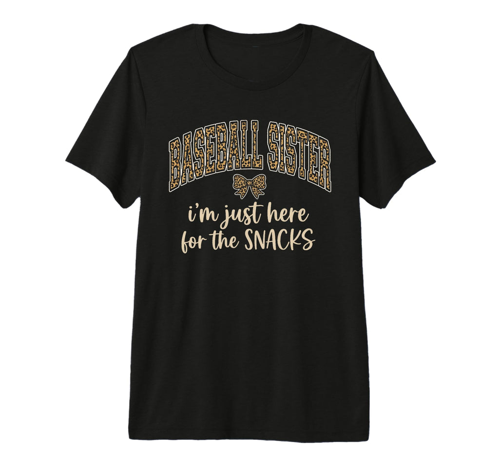 Baseball Sister Snacks Leopard Funny T-Shirt - Minimalist Print for Adults - T-Shirt, Sweatshirt, Hoodie