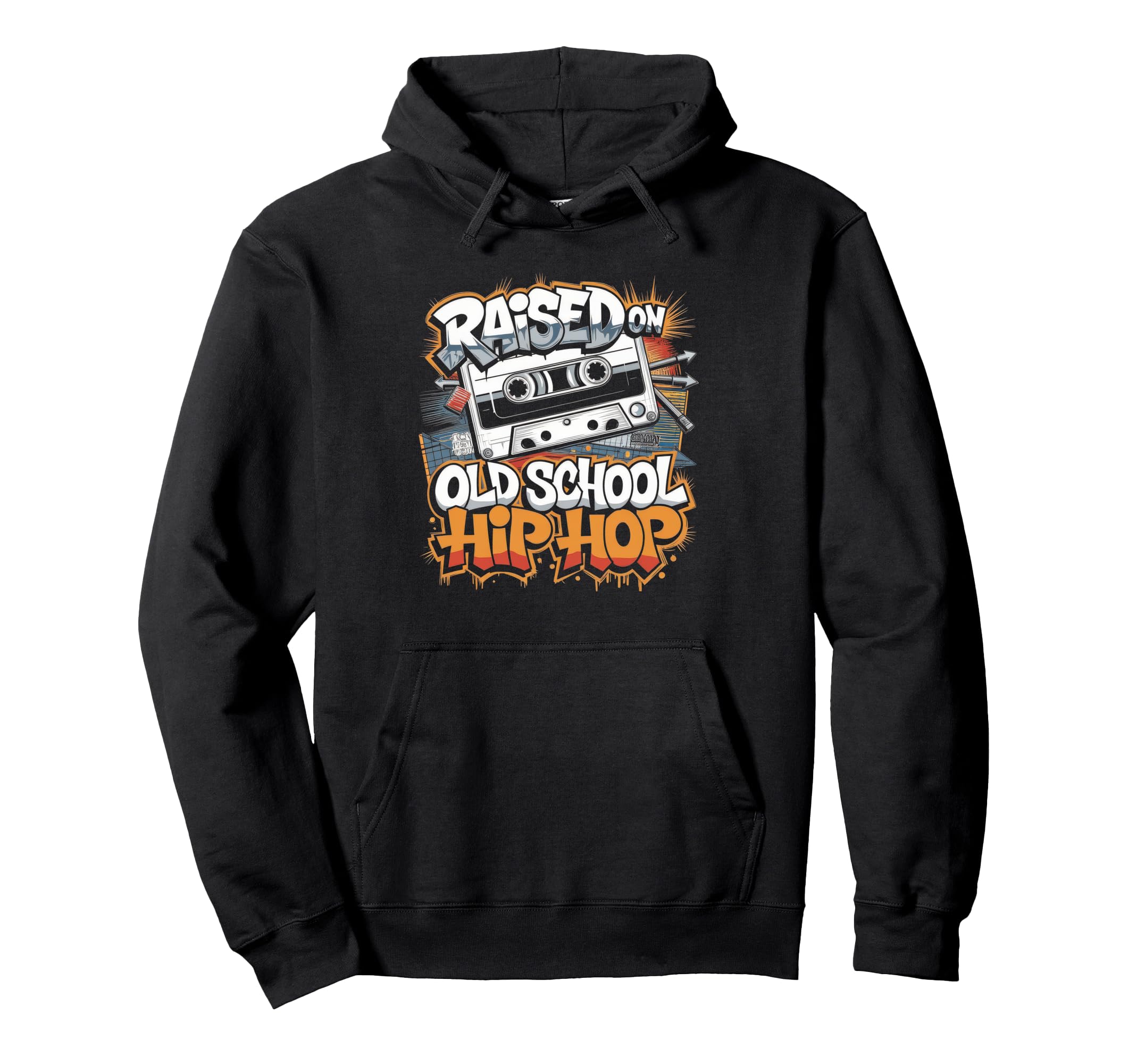 Raised Old School Hip Hop Cassette Hoodie - Streetwear Style Unisex - T-Shirt, Sweatshirt, Hoodie
