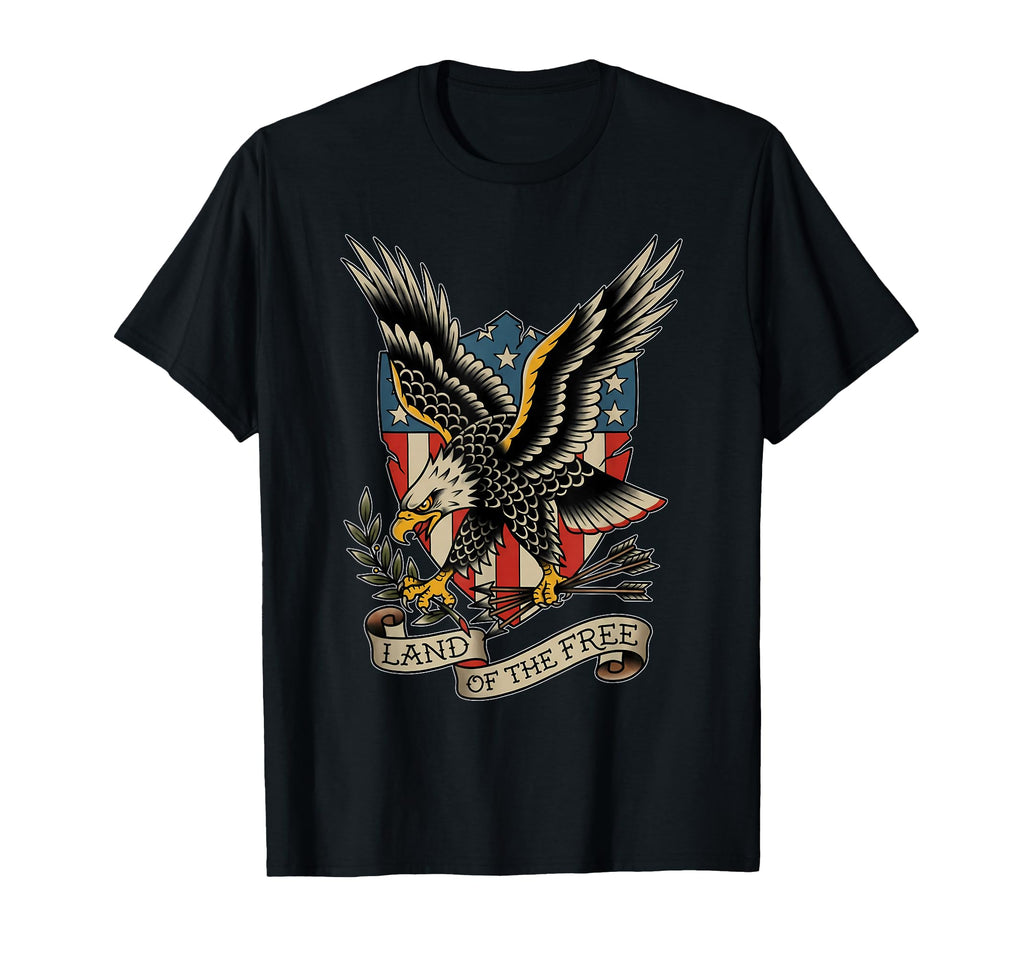 American Bald Eagle Land Free Tattoo T-Shirt - Minimalist Print Unisex - T-Shirt, Sweatshirt, Hoodie