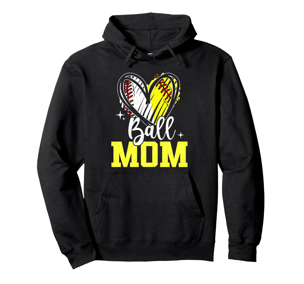 Ball Mom Softball Baseball Mom Both Hoodie - Graphic Print Men Women - T-Shirt, Sweatshirt, Hoodie