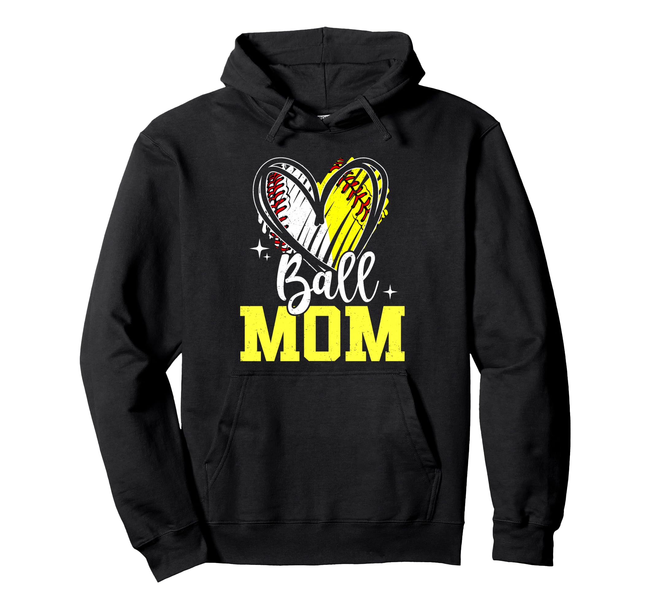 Ball Mom Softball Baseball Mom Both Hoodie - Graphic Print Men Women - T-Shirt, Sweatshirt, Hoodie