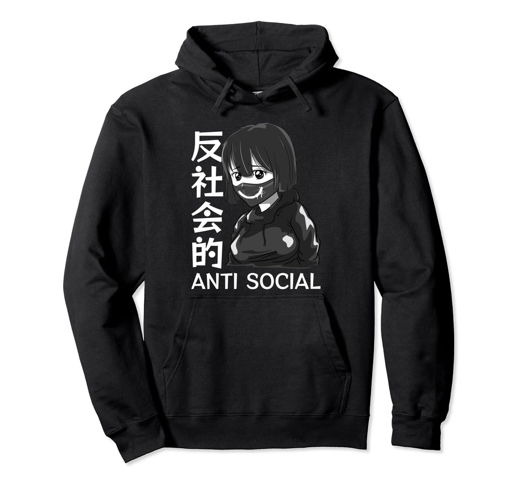 Anti Social Japanese Soft Grunge Sad Hoodie - Custom Art Print Men Women - T-Shirt, Sweatshirt, Hoodie