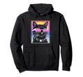 80S Vaporwave Aesthetics Cat Hoodie - Trendy Graphic Men Women - T-Shirt, Sweatshirt, Hoodie