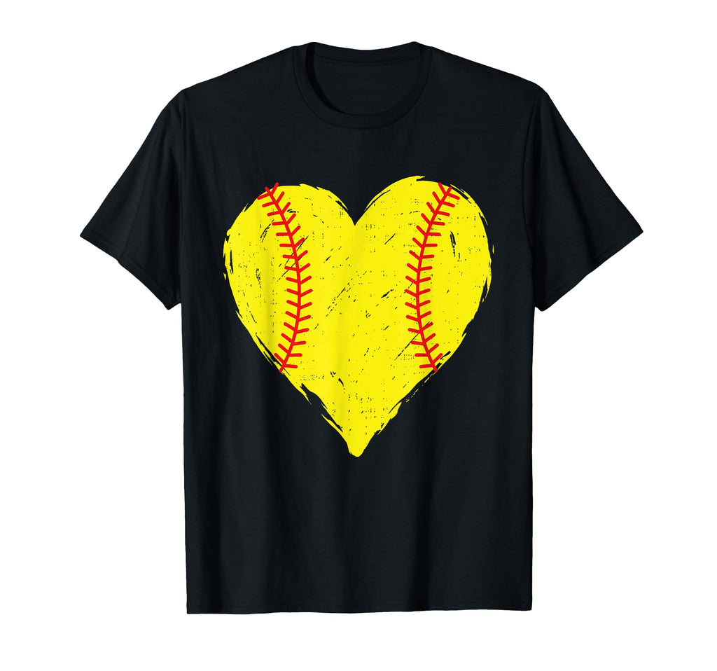 Softball Heart Cheer Mama Mom Mothers T-Shirt - Aesthetic Graphic Unisex - T-Shirt, Sweatshirt, Hoodie