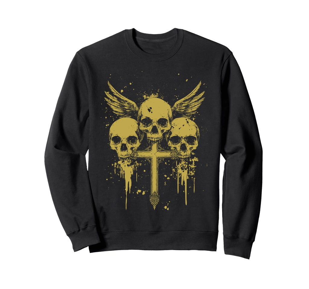 Skull Cross Y2K Aesthetic Goth Alt Sweatshirt - Trendy Graphic Unisex - T-Shirt, Sweatshirt, Hoodie