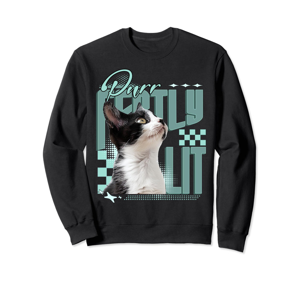 Purrfectly Lit Cat Y2K Kawaii Sweatshirt - Streetwear Style Men Women - T-Shirt, Sweatshirt, Hoodie