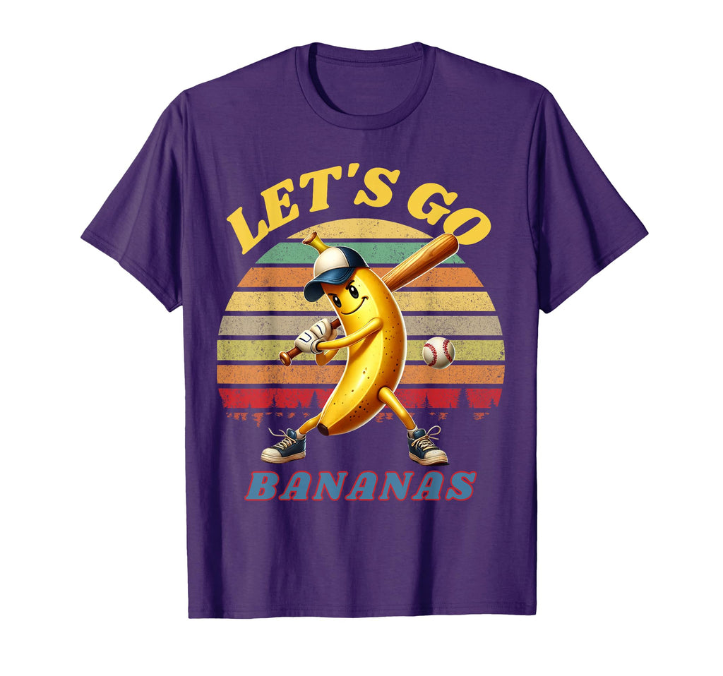 Lets Go Bananas Banana Playing Baseball T-Shirt - Custom Art Print Unisex - T-Shirt, Sweatshirt, Hoodie