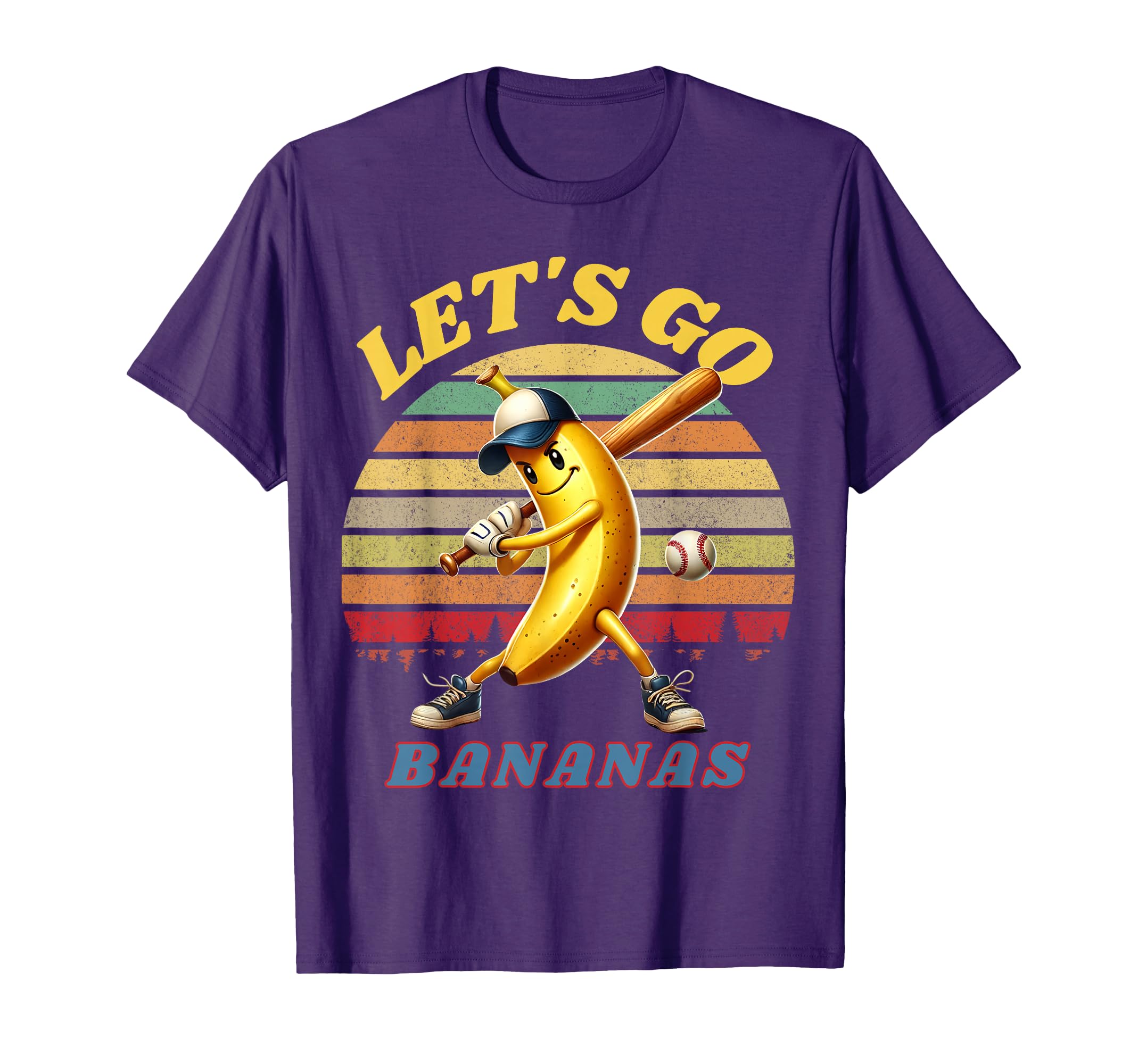 Lets Go Bananas Banana Playing Baseball T-Shirt - Custom Art Print Unisex - T-Shirt, Sweatshirt, Hoodie