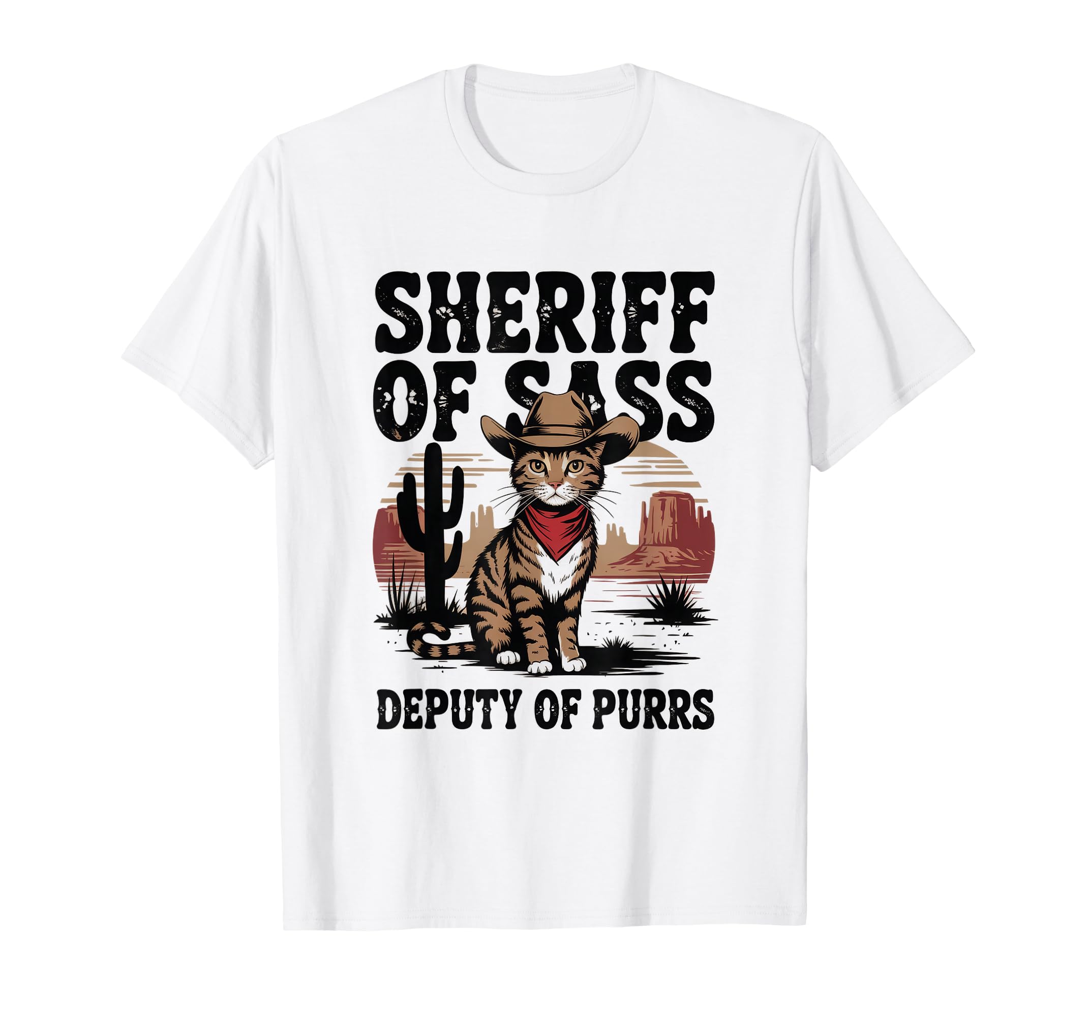 Sheriff Sass Deputy Purrs Cowboy T-Shirt - Graphic Print for Adults - T-Shirt, Sweatshirt, Hoodie
