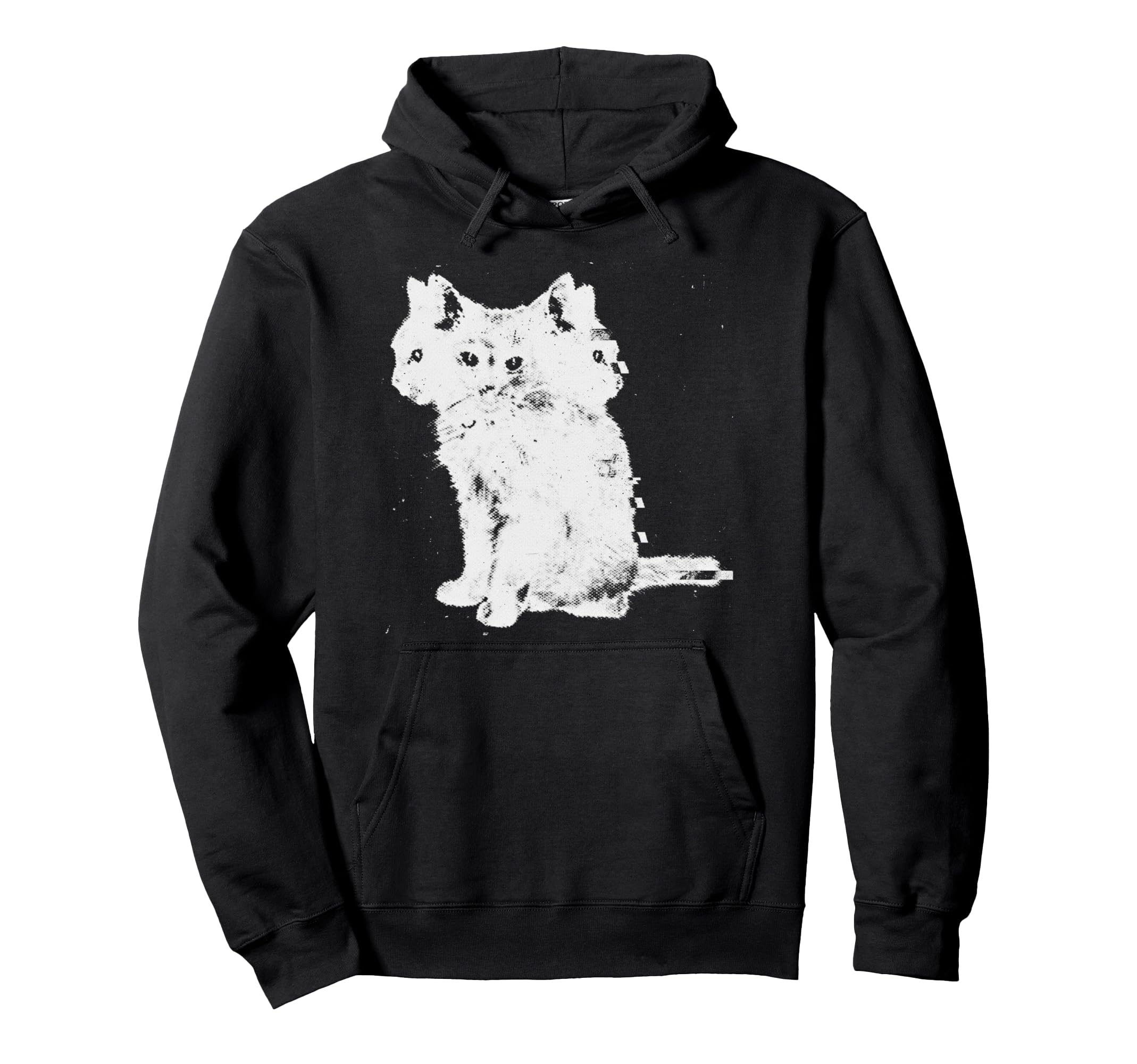 Glitch Aesthetic Cat Pastel Goth Hoodie - Casual Everyday Wear Men Women - T-Shirt, Sweatshirt, Hoodie
