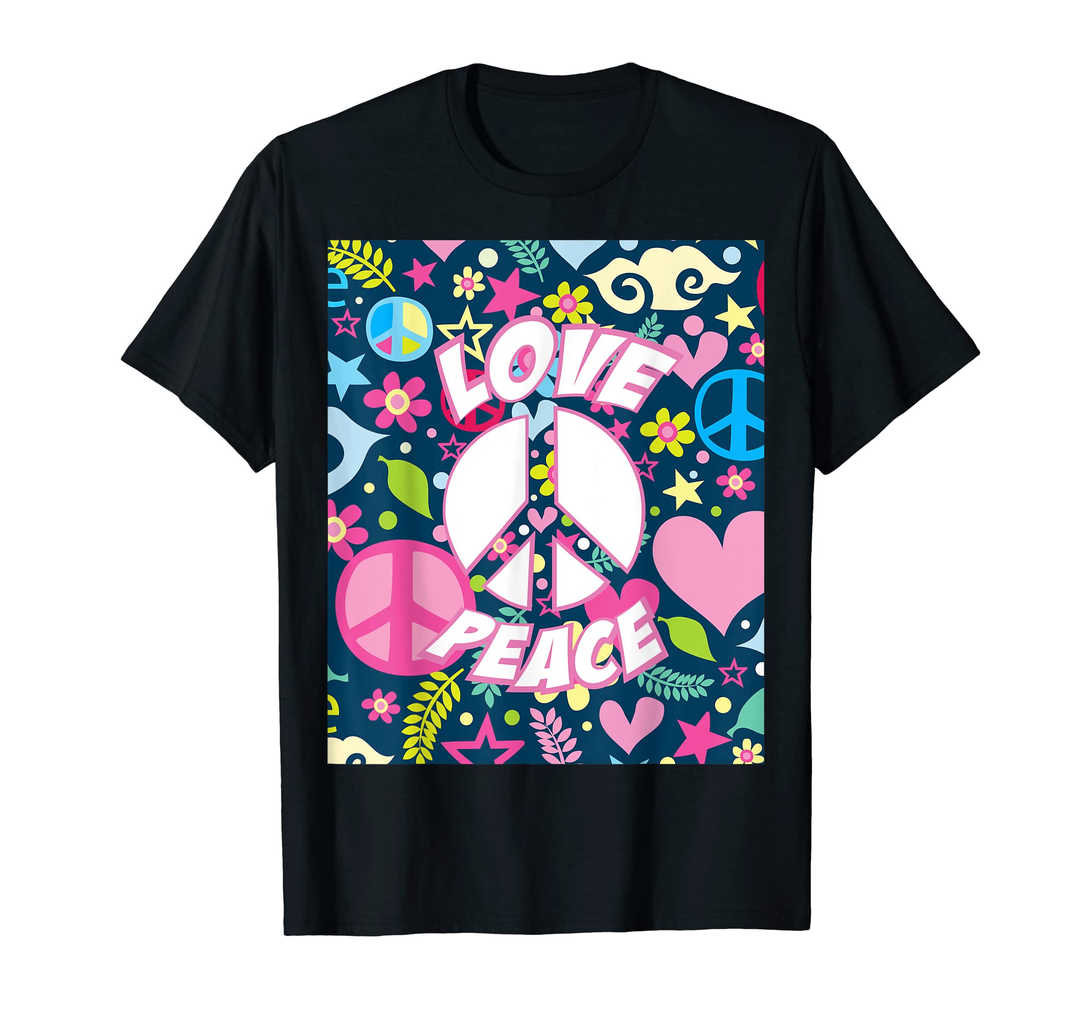 Peace Sign Love 70S Hippie Costume T-Shirt - Aesthetic Graphic for Adults - T-Shirt, Sweatshirt, Hoodie