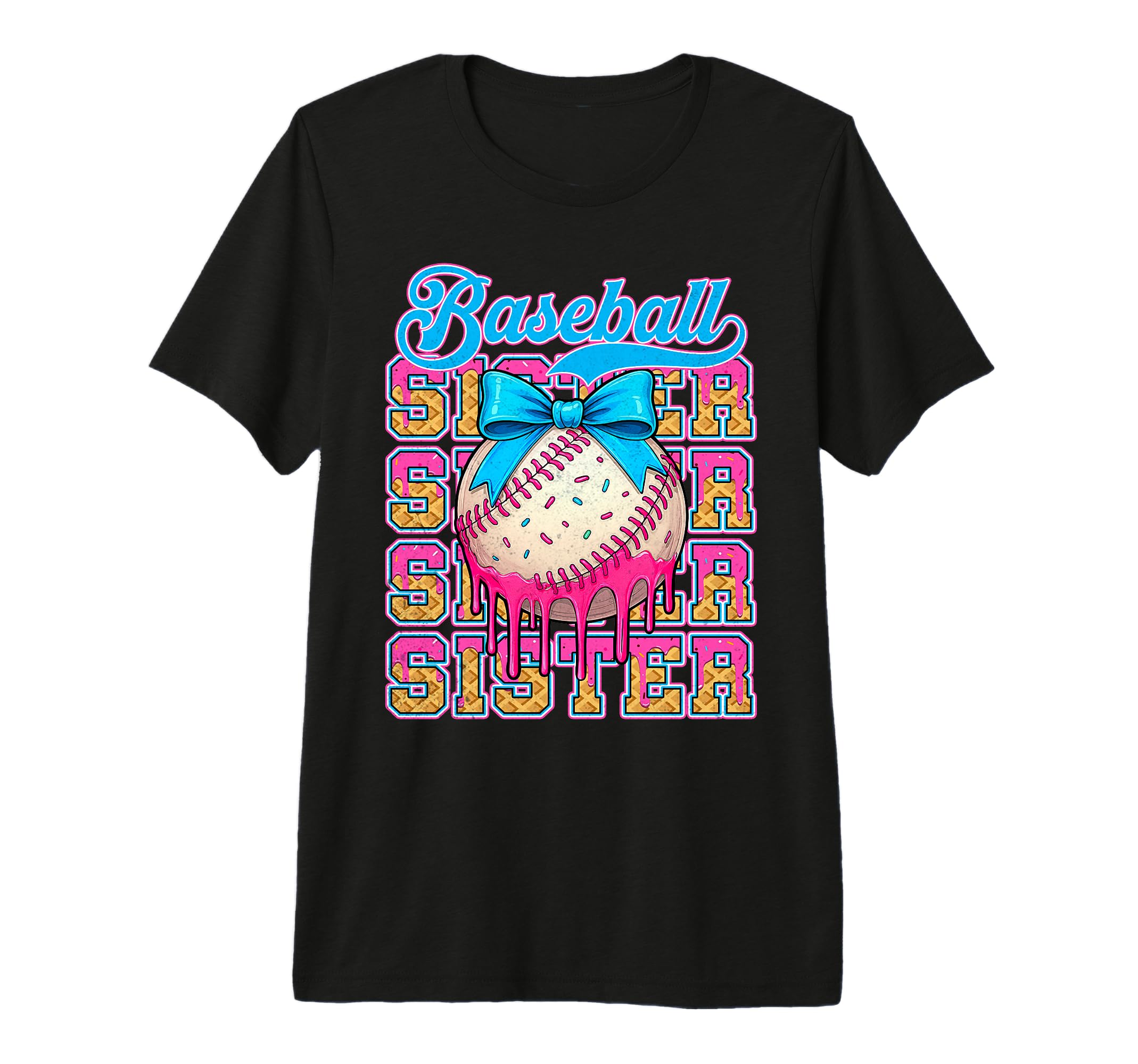 Baseball Sister Ice Cream Drip Coquette T-Shirt - Novelty Apparel Unisex - T-Shirt, Sweatshirt, Hoodie