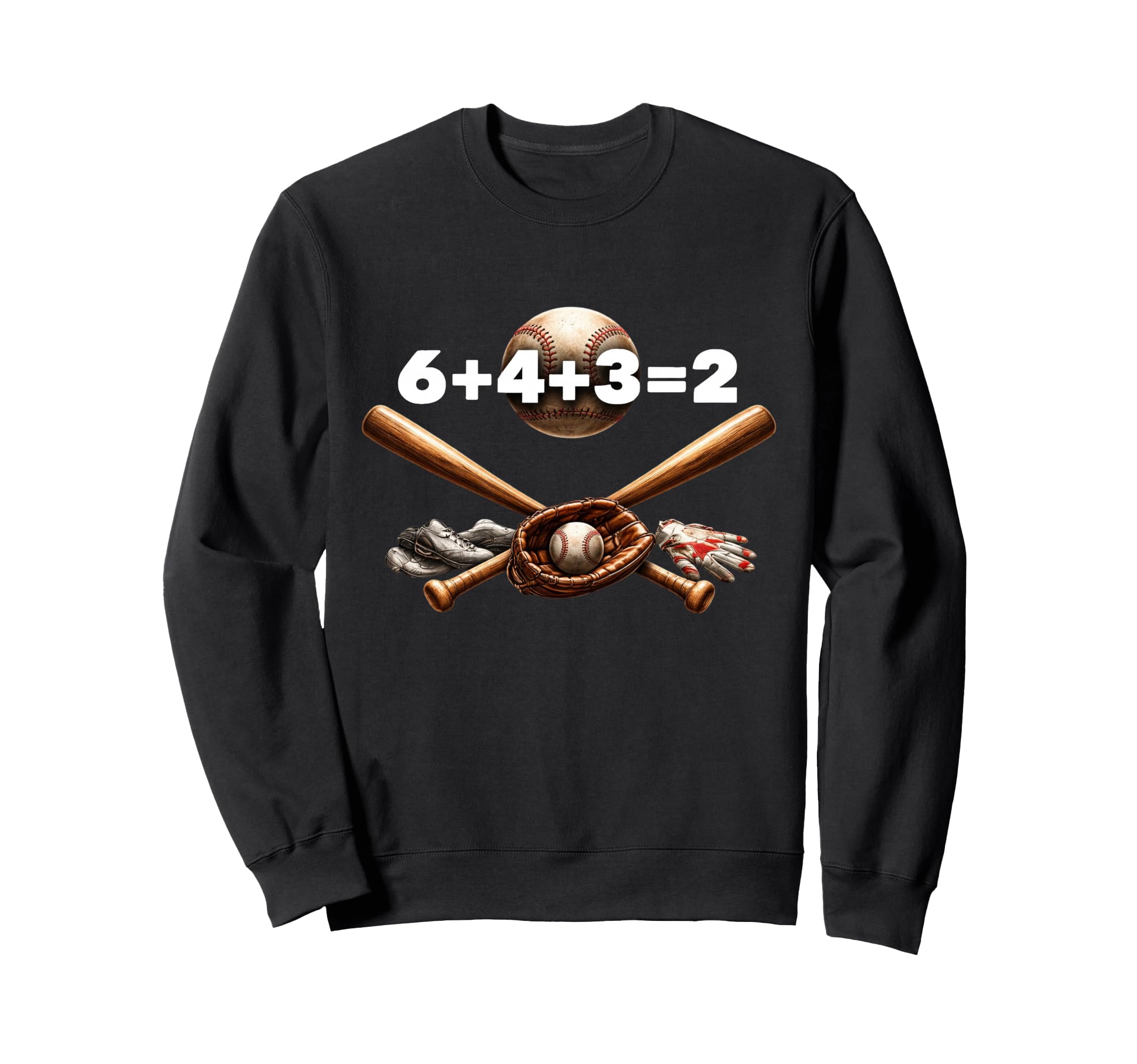 6 4 3 2 Double Play Baseball Sweatshirt - Custom Art Print for Adults - T-Shirt, Sweatshirt, Hoodie