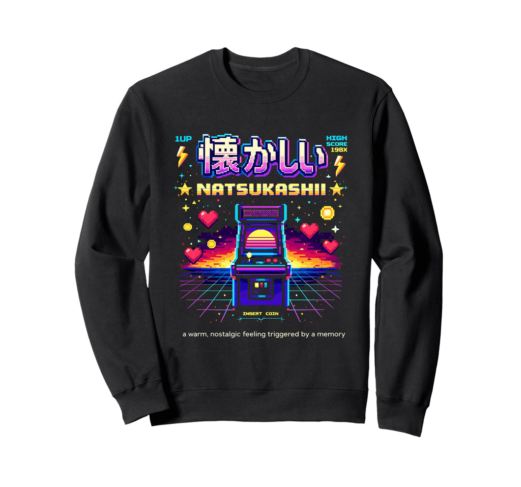 Natsukashii Arcade Gaming Pixel Sweatshirt - Streetwear Style for Adults - T-Shirt, Sweatshirt, Hoodie