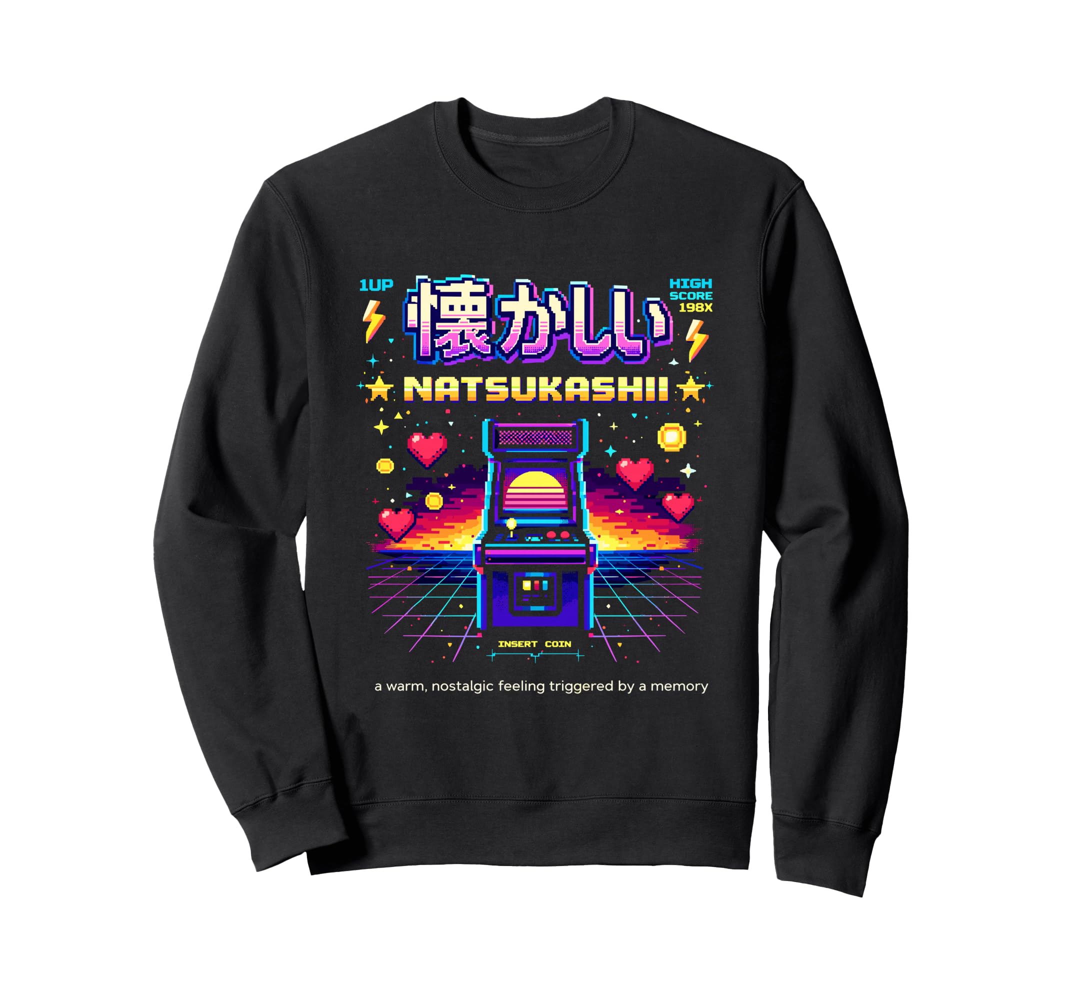 Natsukashii Arcade Gaming Pixel Sweatshirt - Streetwear Style for Adults - T-Shirt, Sweatshirt, Hoodie
