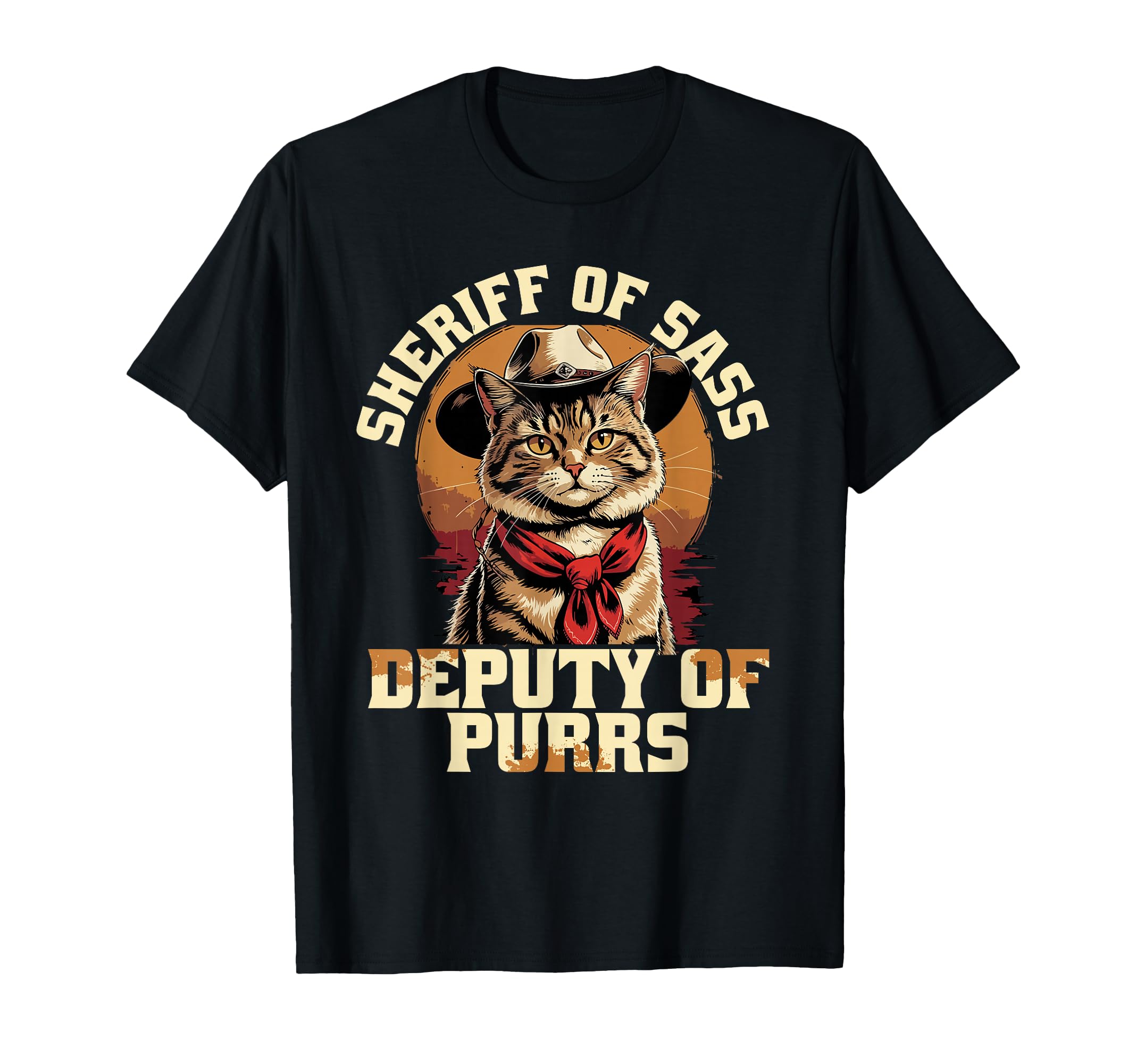 Funny Sheriff Cat Meme Cowboy T-Shirt - Minimalist Print Unisex - T-Shirt, Sweatshirt, Hoodie