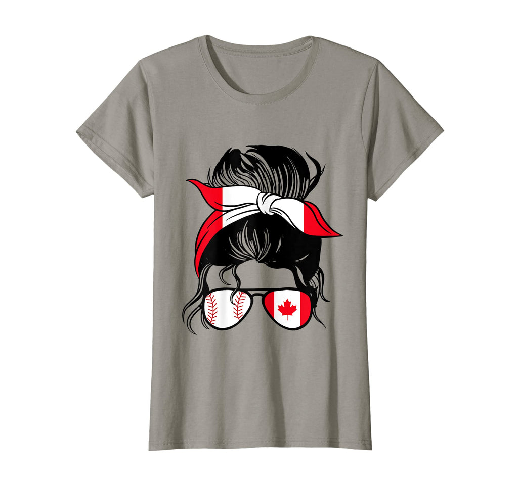 Canada Baseball Mom Messy Bun T-Shirt - Casual Everyday Wear Men Women - T-Shirt, Sweatshirt, Hoodie