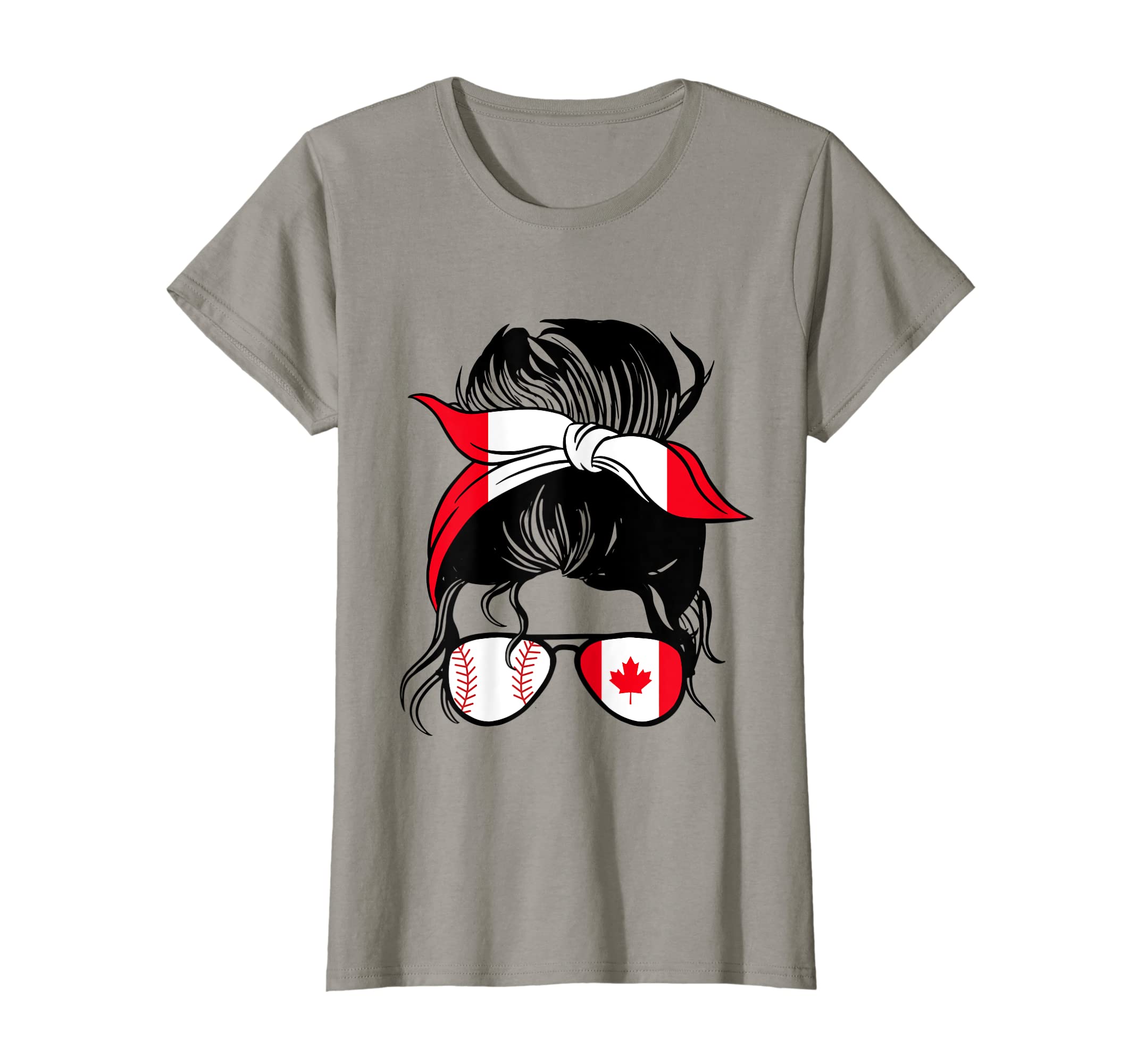 Canada Baseball Mom Messy Bun T-Shirt - Casual Everyday Wear Men Women - T-Shirt, Sweatshirt, Hoodie