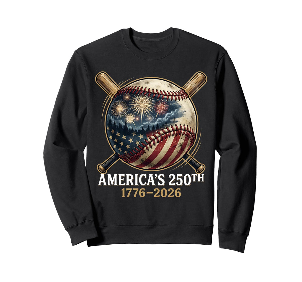 Americas 250Th Baseball American Sweatshirt - Novelty Apparel for Adults - T-Shirt, Sweatshirt, Hoodie