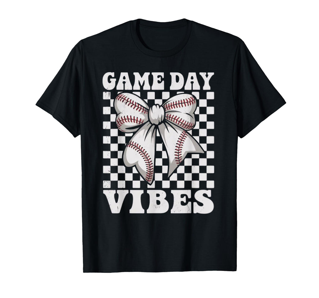 Game Day Vibes Coquette Bow Baseball Mama T-Shirt - Novelty Apparel Unisex - T-Shirt, Sweatshirt, Hoodie