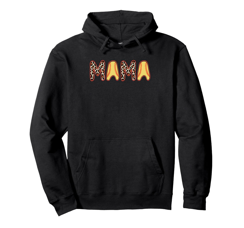 Mama Mom Both Leopard Baseball Softball Mom Hoodie - Unique Graphic Unisex - T-Shirt, Sweatshirt, Hoodie