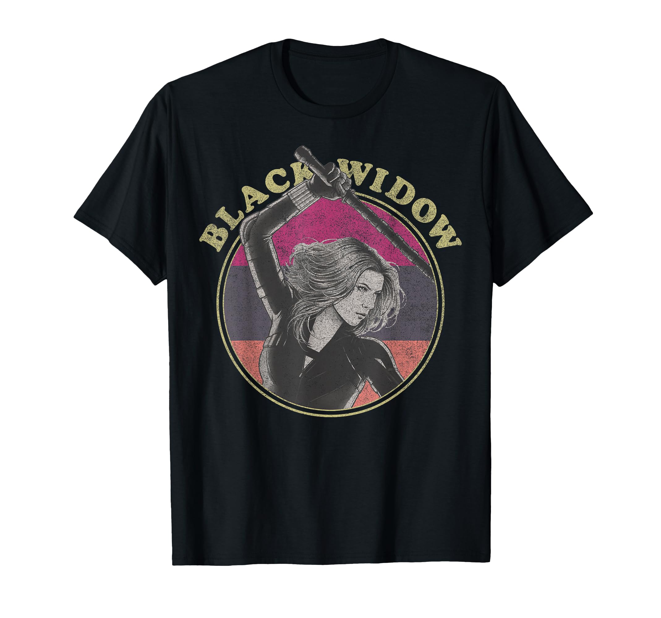 Marvel Black Widow Stripe Circle T-Shirt - Fun Novelty Design Unisex - T-Shirt, Sweatshirt, Hoodie