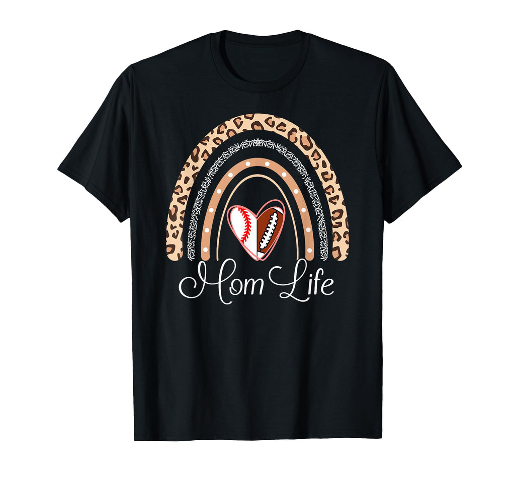 Mom Life Boho Rainbow Funny Football T-Shirt - Minimalist Print Men Women - T-Shirt, Sweatshirt, Hoodie