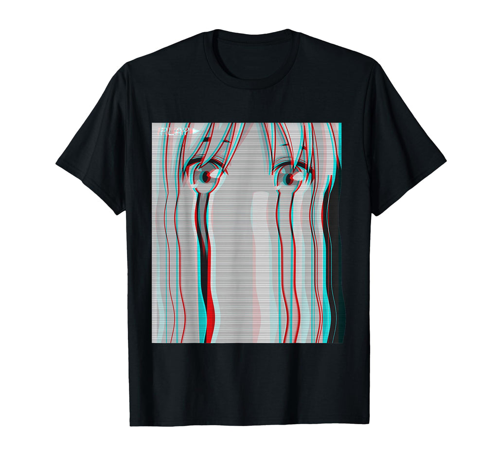 Vaporwave Aesthetic Sad Anime Anime Eyes T-Shirt - Minimalist Print Unisex - T-Shirt, Sweatshirt, Hoodie