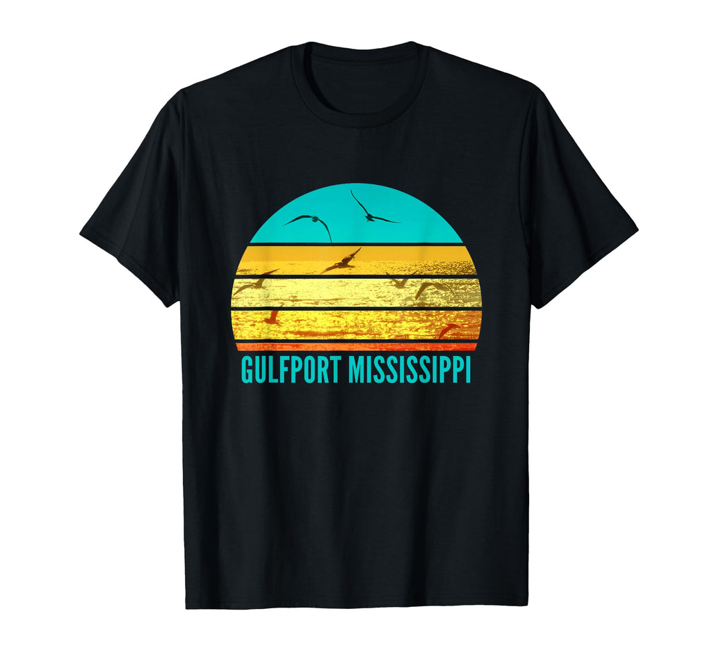 Gulfport Mississippi Beach 70S Sunset T-Shirt - Fun Novelty Design Unisex - T-Shirt, Sweatshirt, Hoodie