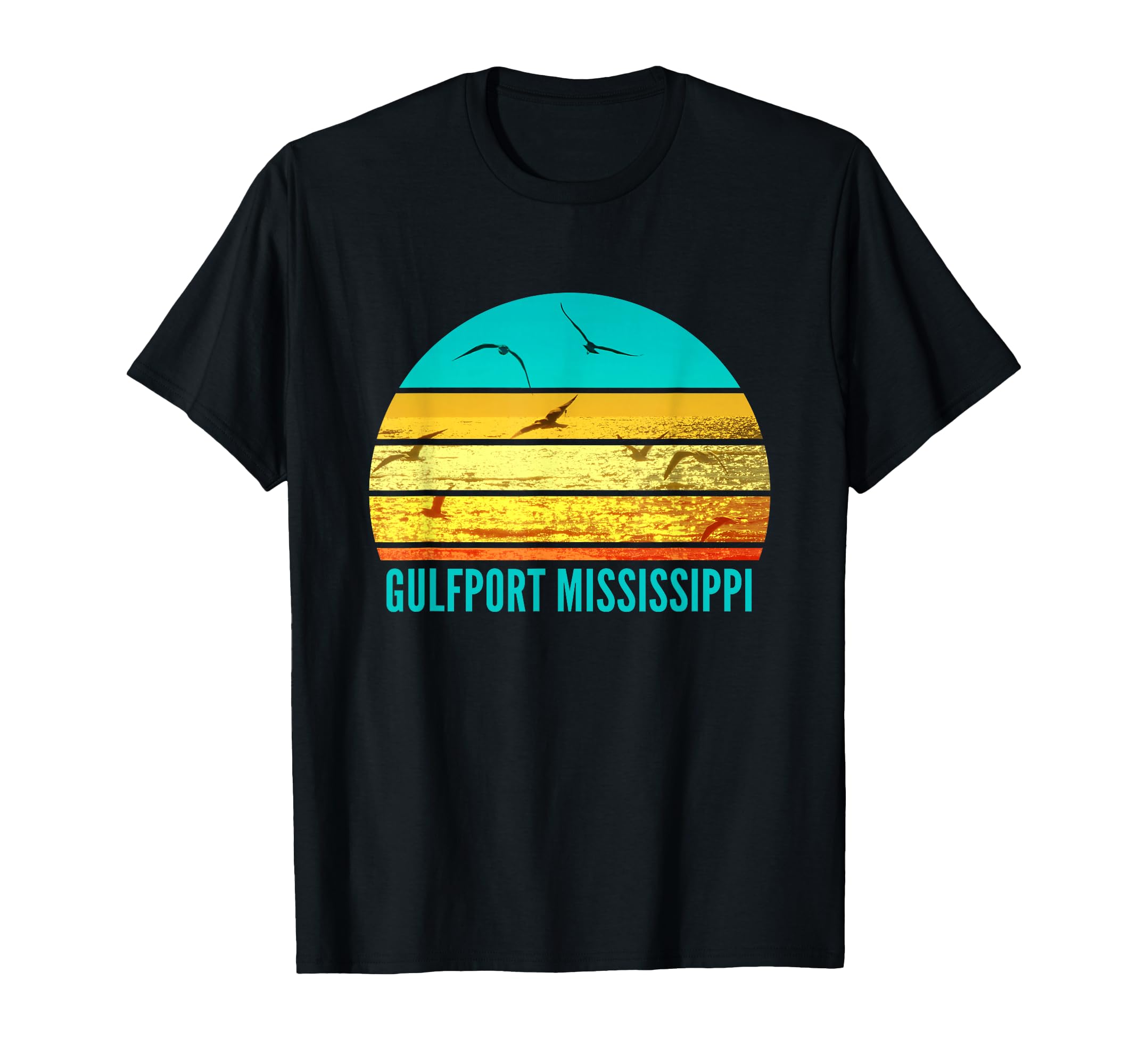 Gulfport Mississippi Beach 70S Sunset T-Shirt - Fun Novelty Design Unisex - T-Shirt, Sweatshirt, Hoodie