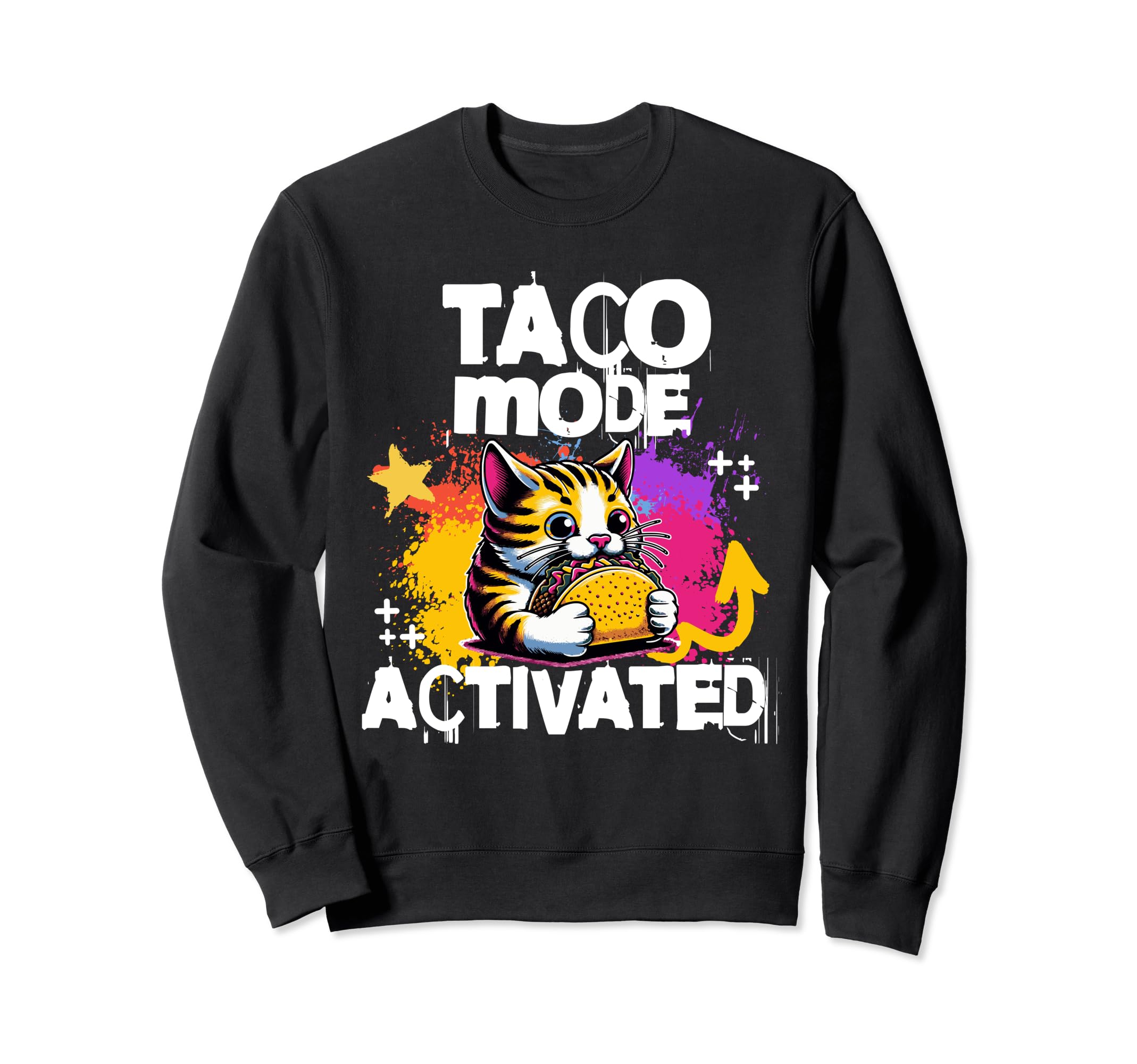 Funny 90S Grunge Gamer Cat Taco Sweatshirt - Trendy Graphic Unisex - T-Shirt, Sweatshirt, Hoodie