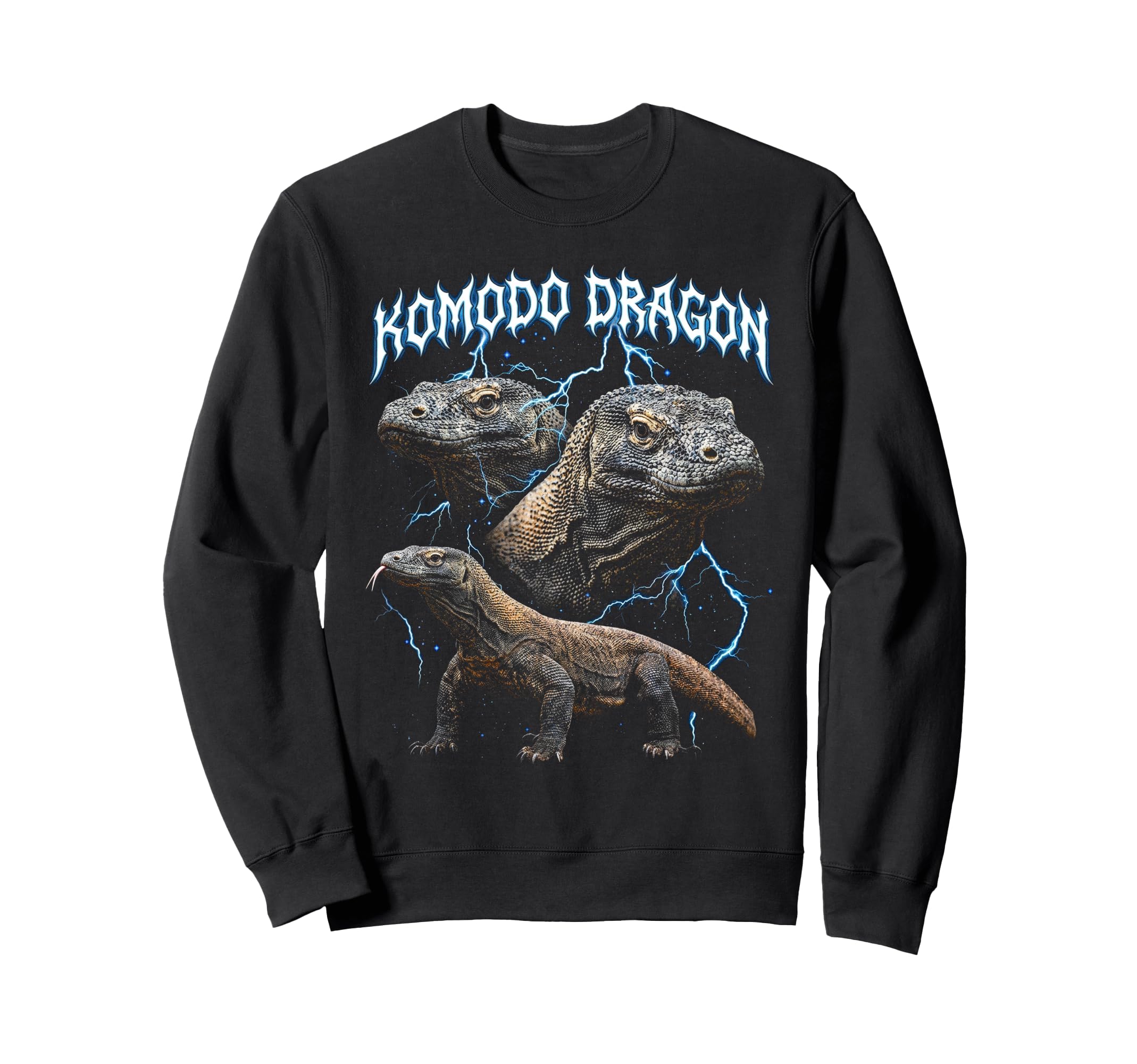 Komodo Dragon 90S Heavy Metal Sweatshirt - Fun Novelty Design Men Women - T-Shirt, Sweatshirt, Hoodie