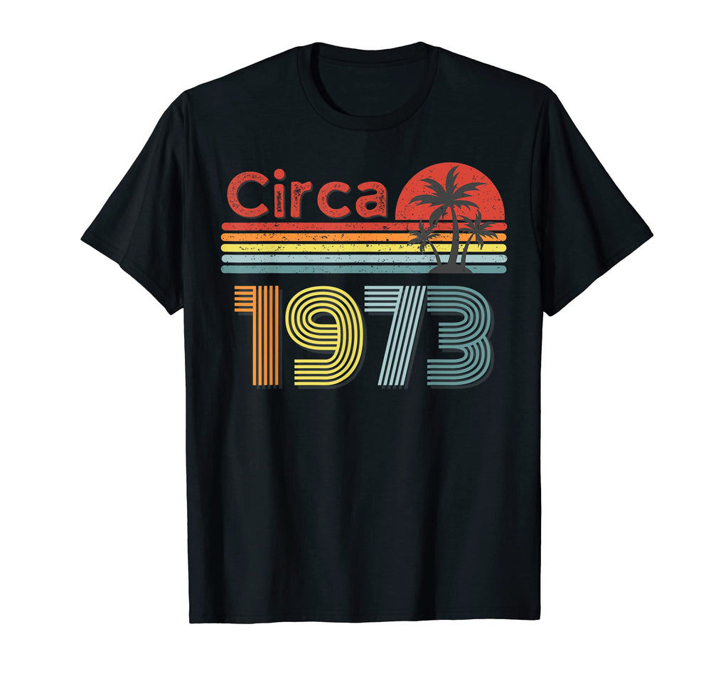 Circa 1973 Happy 50Th Fun Rainbow Sunset T-Shirt - Custom Art Print Unisex - T-Shirt, Sweatshirt, Hoodie